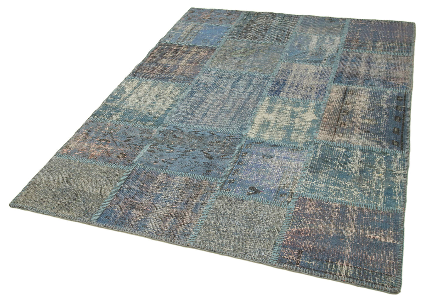 5x7 Blue Patchwork Rug - 31757