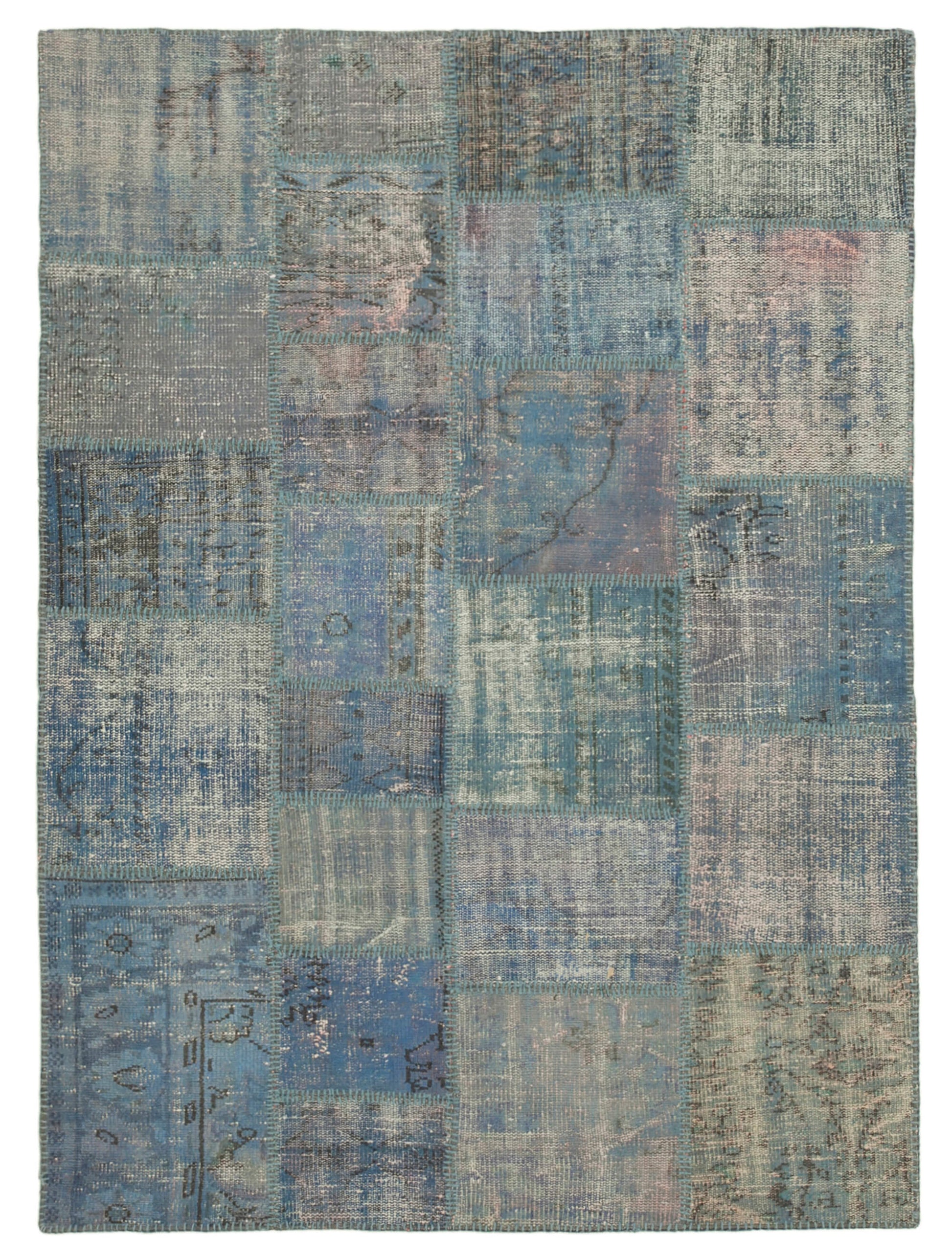 5x7 Blue Patchwork Rug - 31758