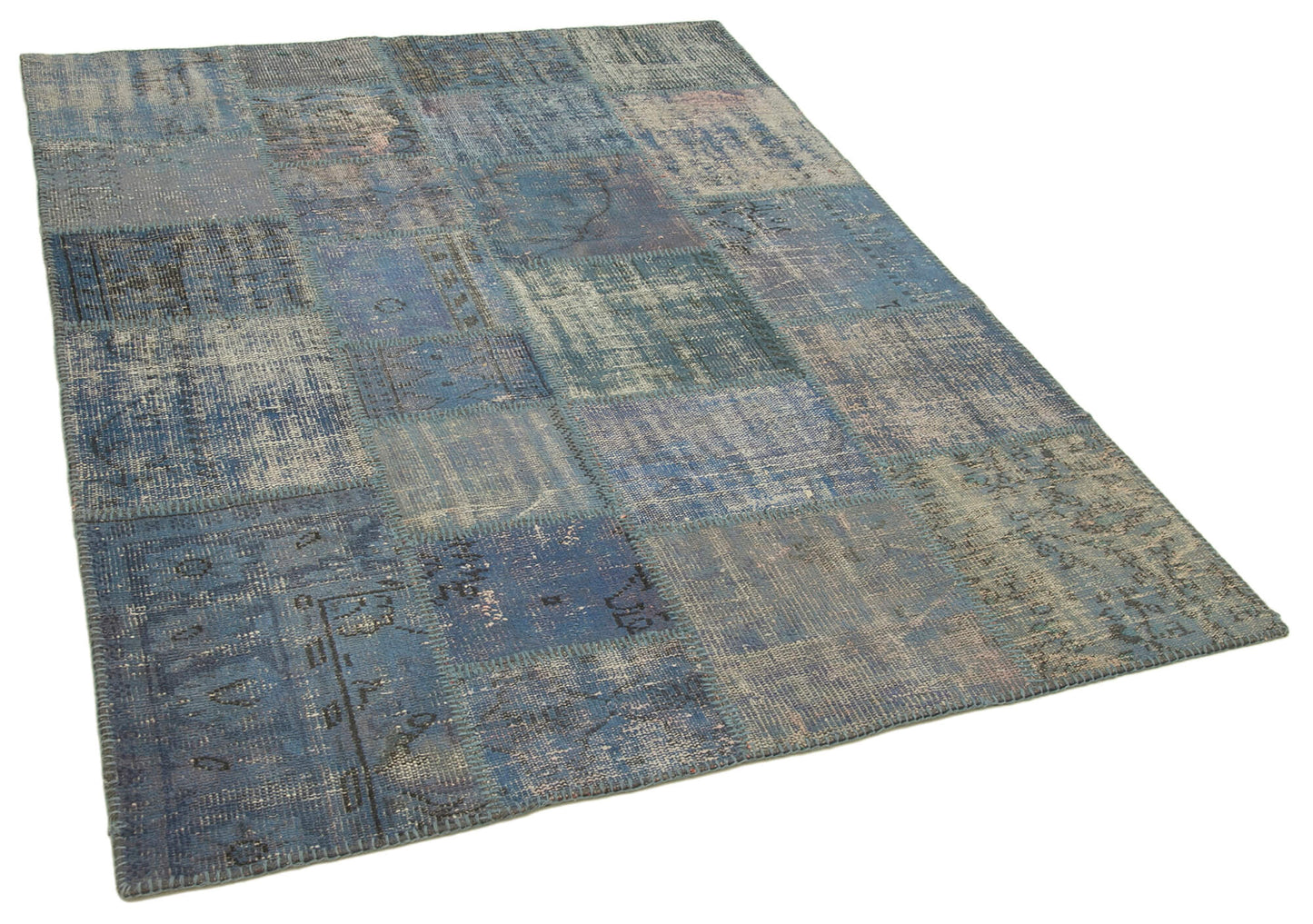 5x7 Blue Patchwork Rug - 31758