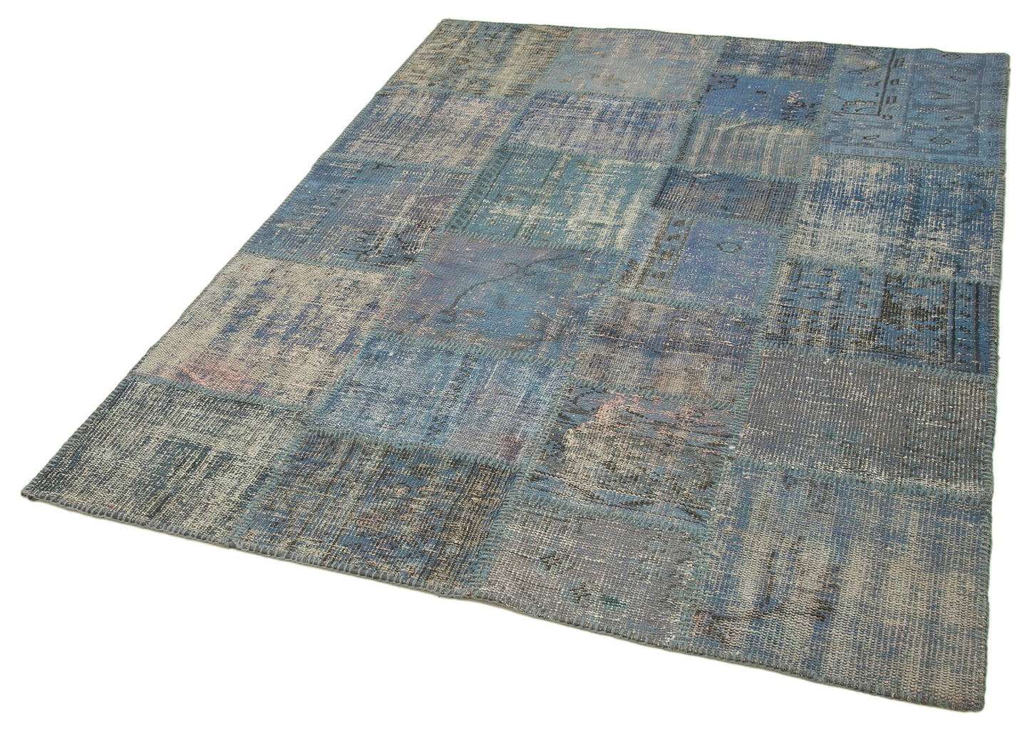 5x7 Blue Patchwork Rug - 31758