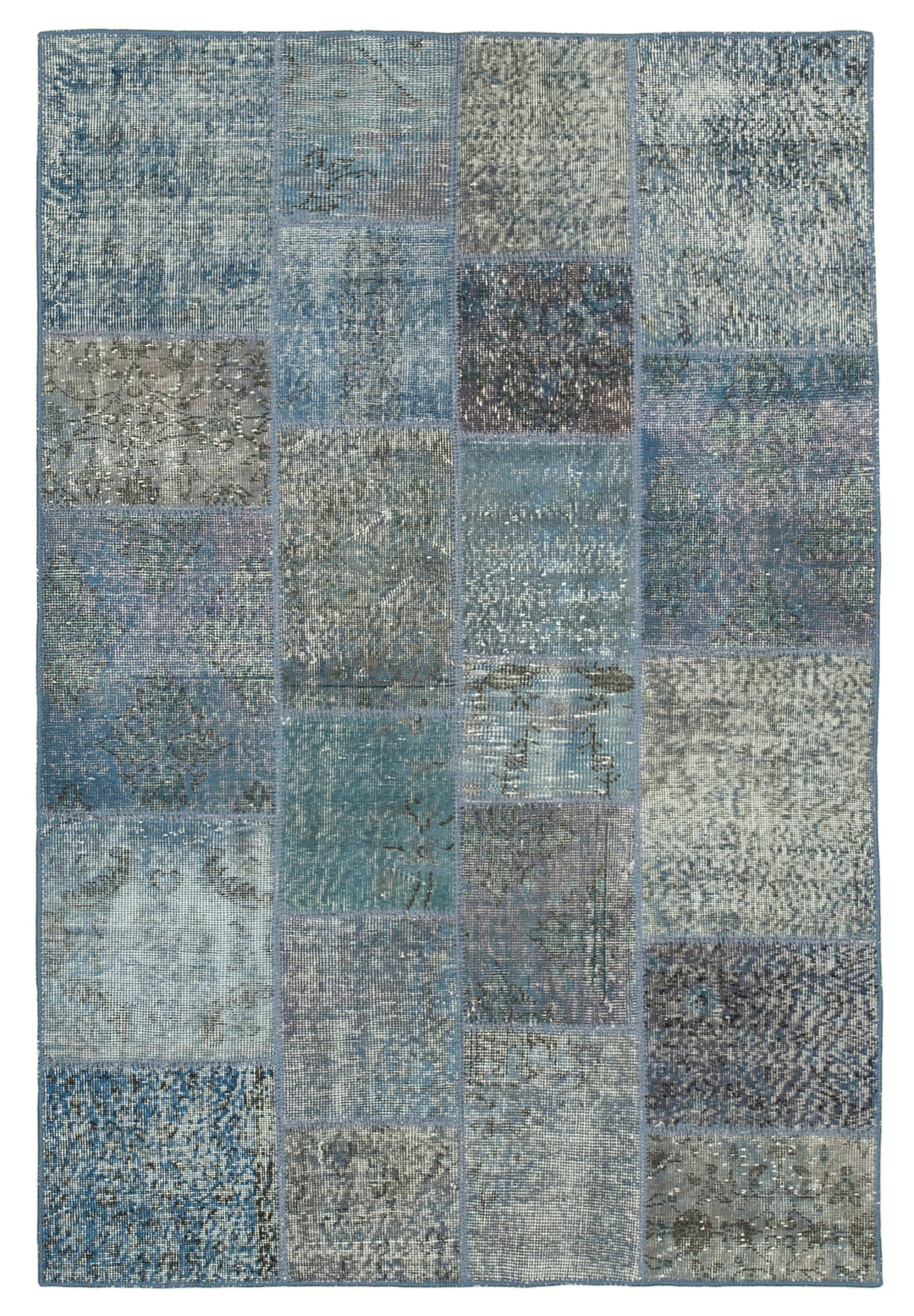 4x7 Blue Patchwork Rug - 31764