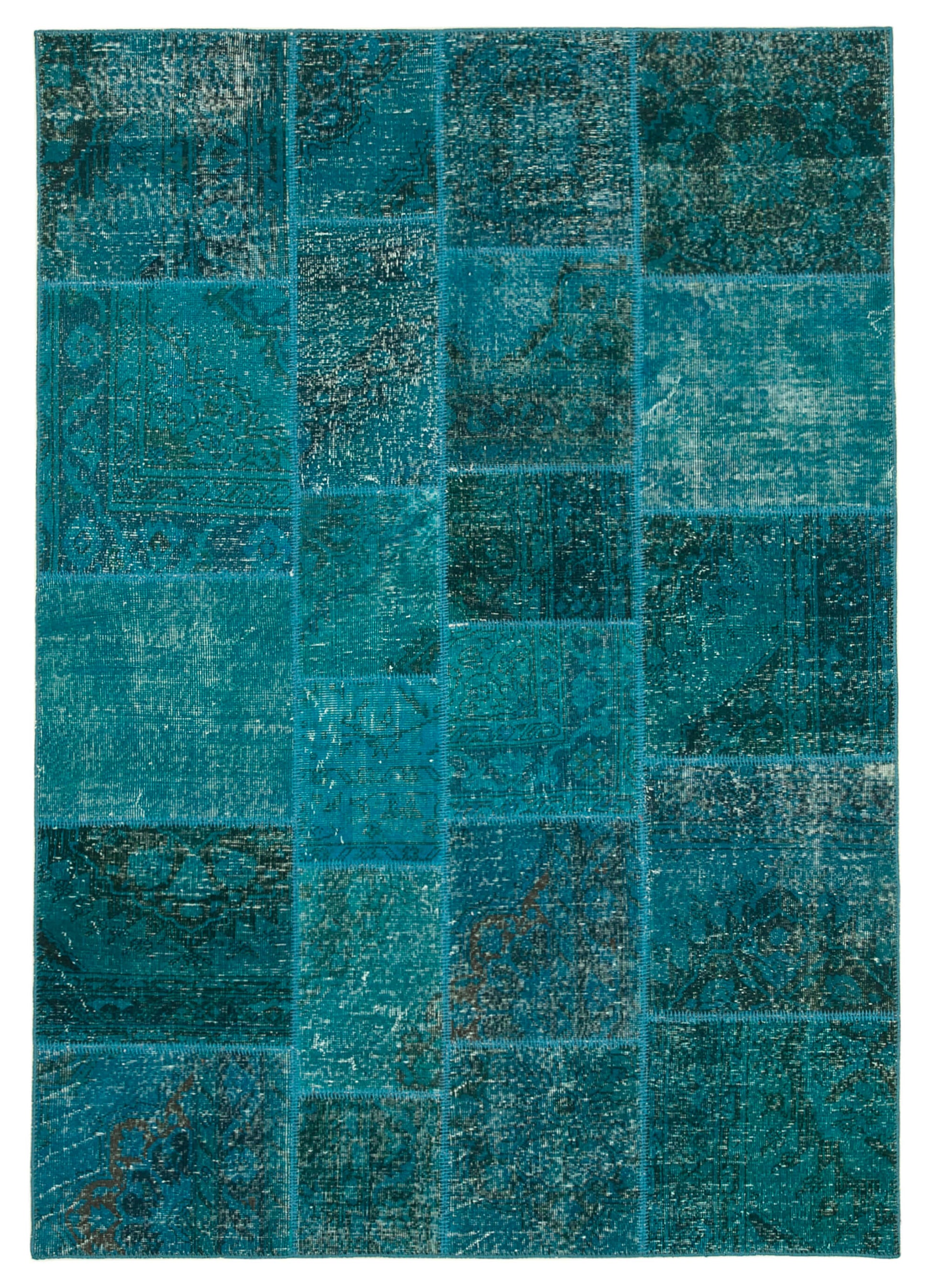 6x8 Turquoise Patchwork Rug - 31903