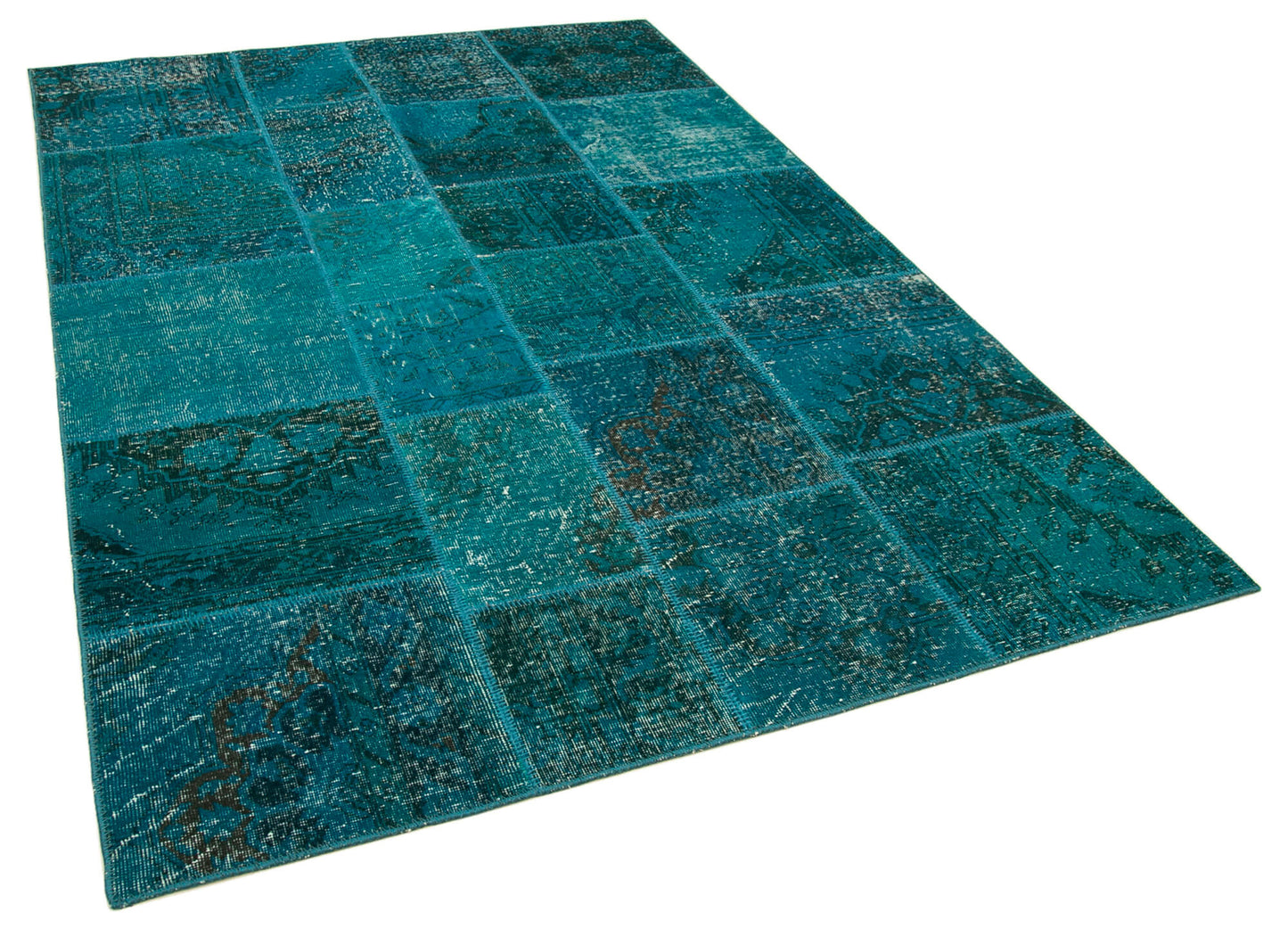 6x8 Turquoise Patchwork Rug - 31903