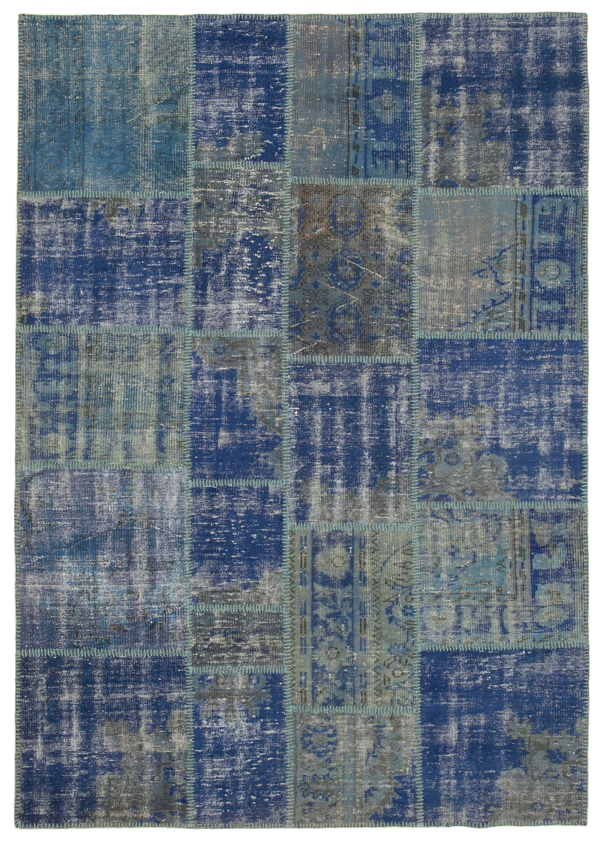 6x8 Blue Patchwork Rug - 31933