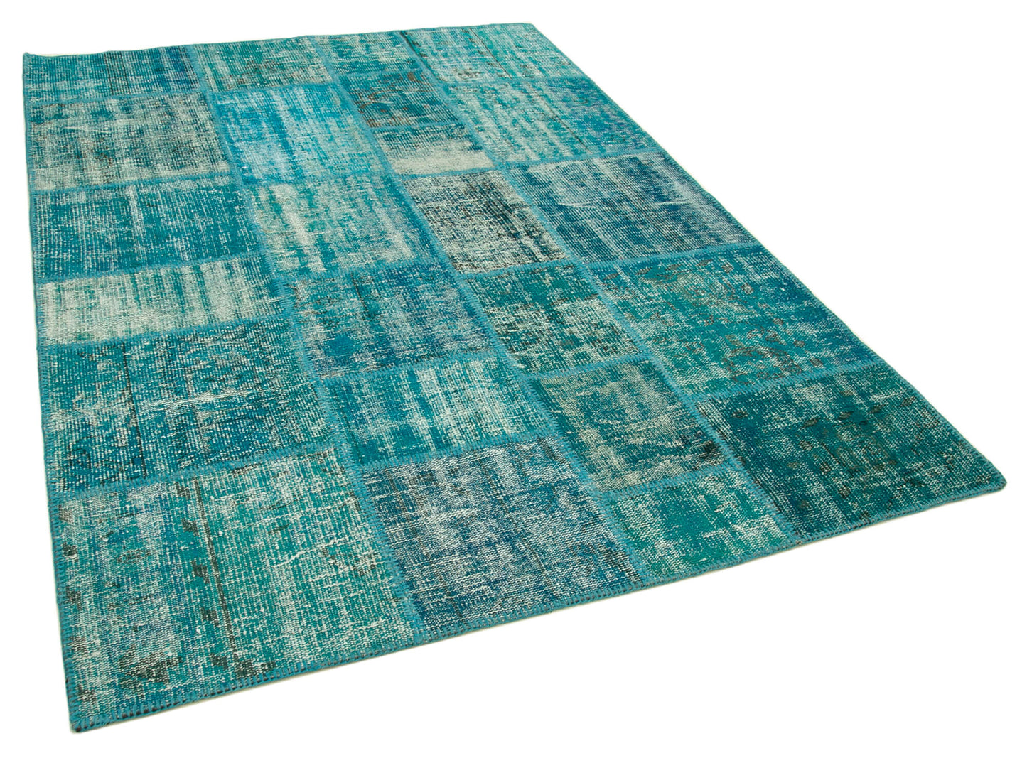 6x8 Turquoise Patchwork Rug - 31983