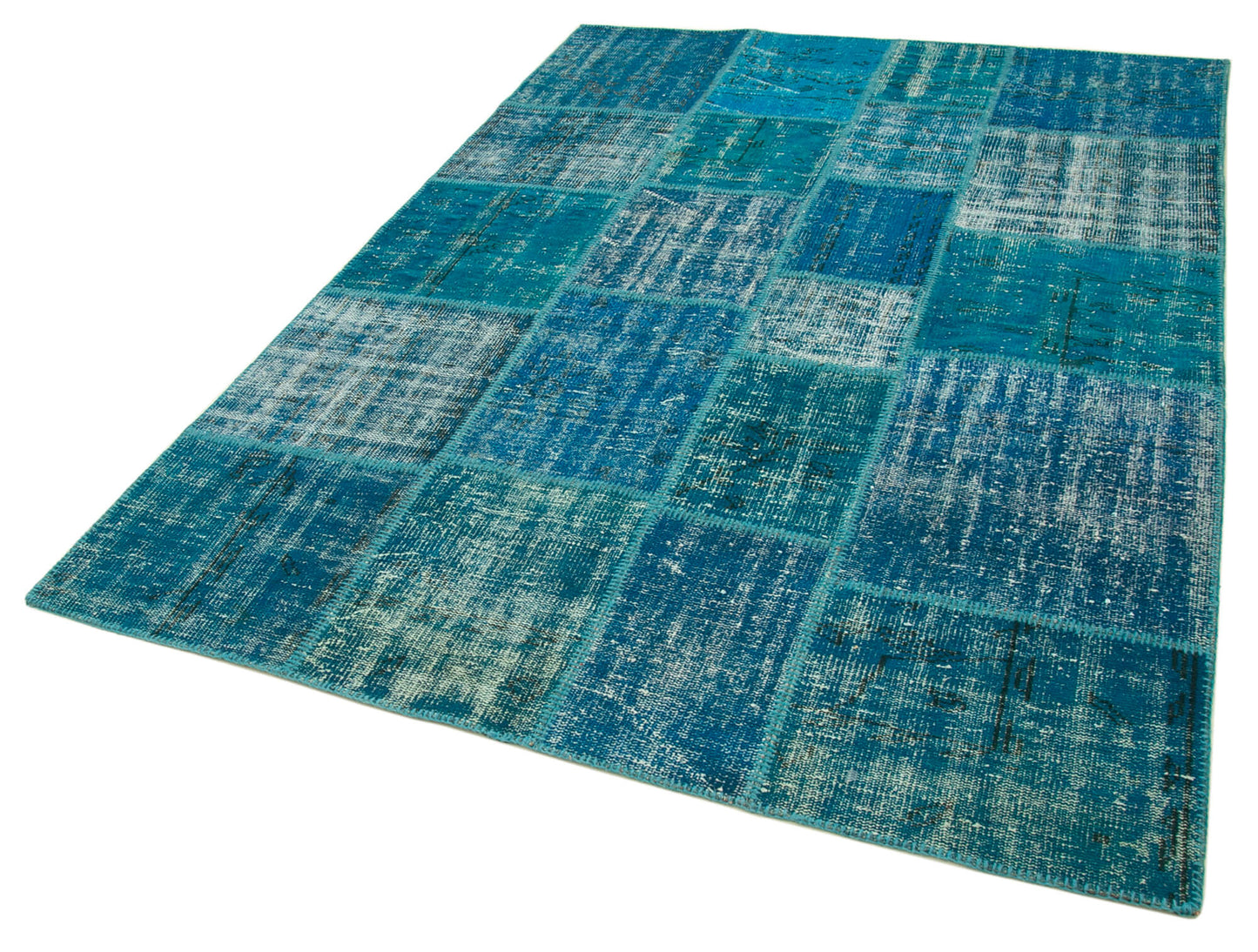 6x8 Turquoise Patchwork Rug - 31988