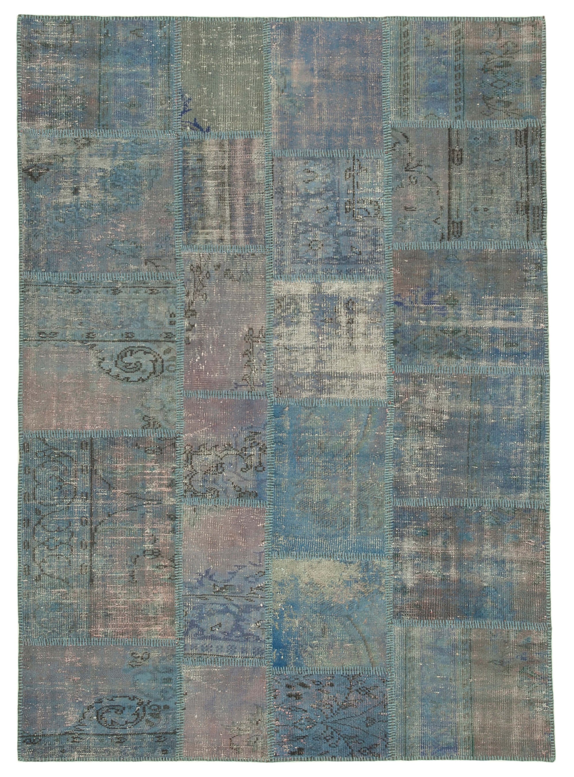 6x8 Blue Patchwork Rug - 31993