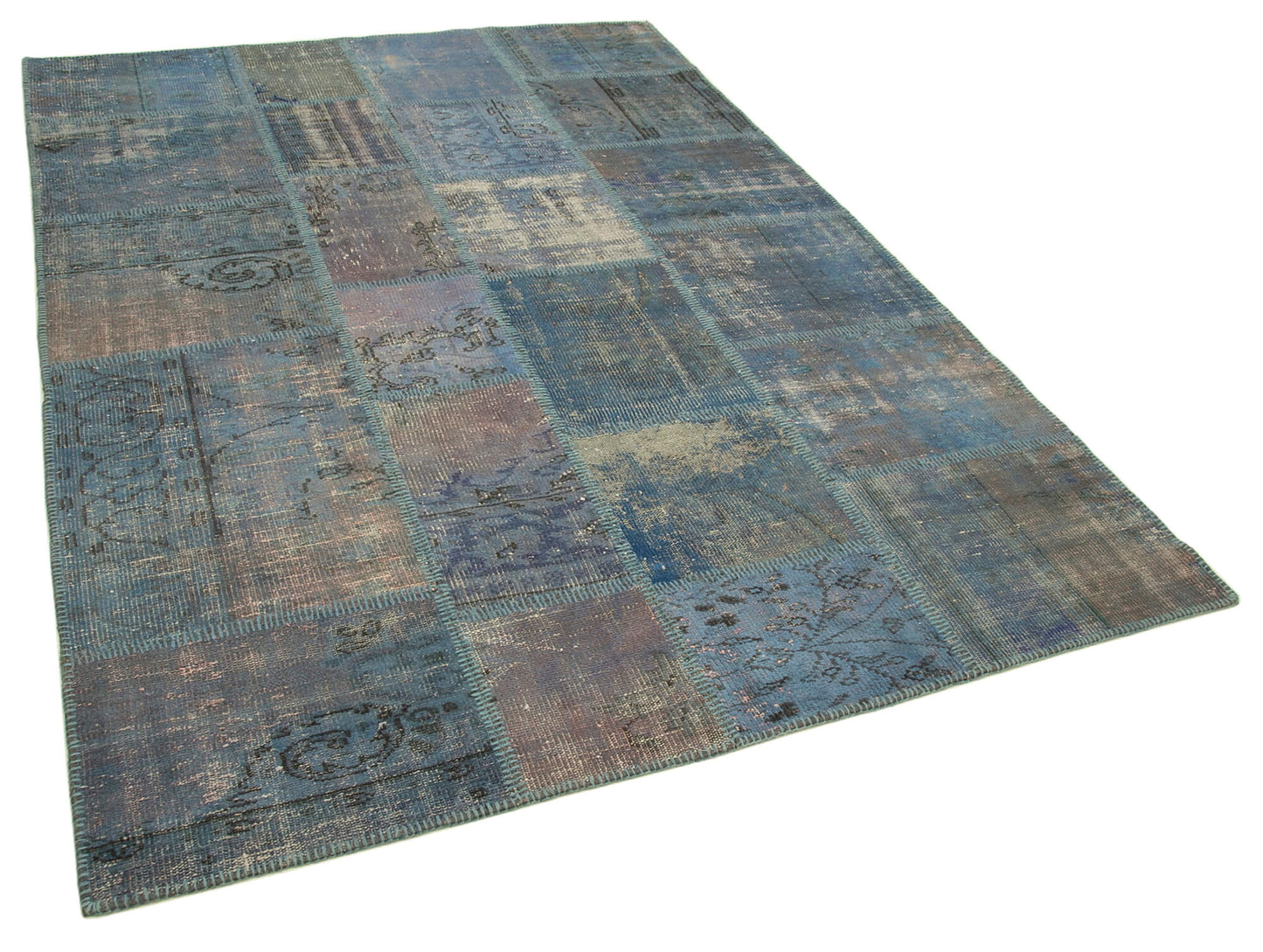 6x8 Blue Patchwork Rug - 31993