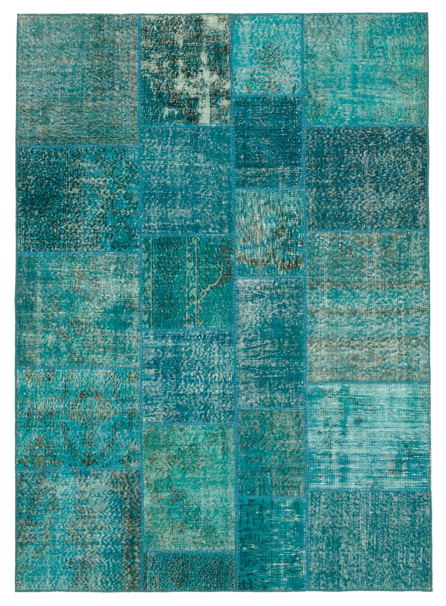 6x8 Turquoise Patchwork Rug - 32067