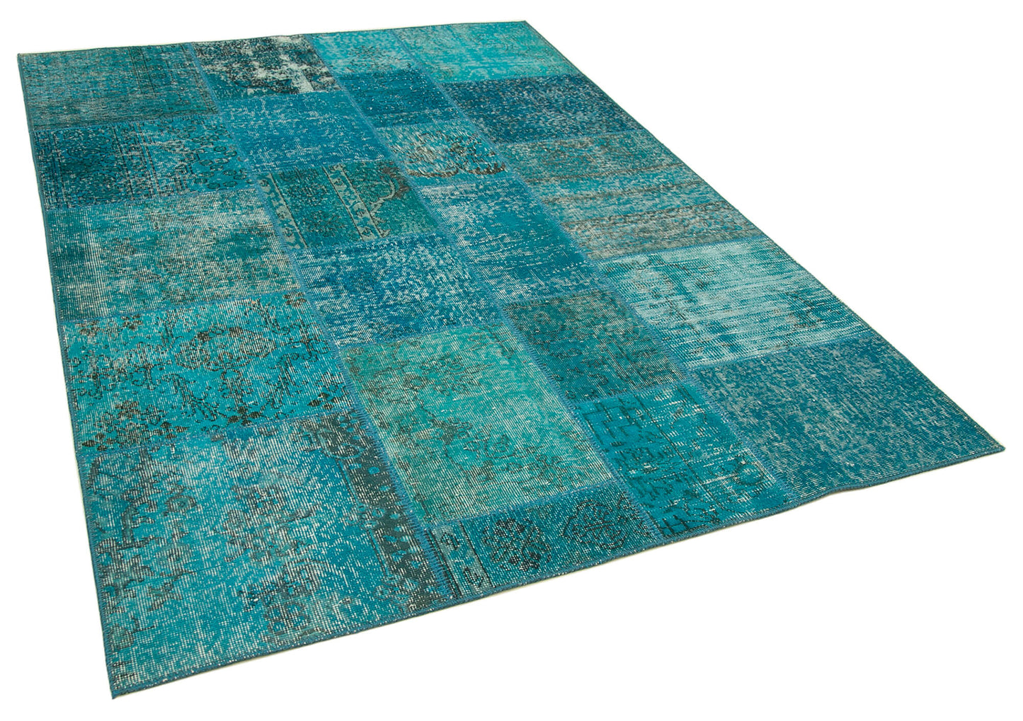 6x8 Turquoise Patchwork Rug - 32067