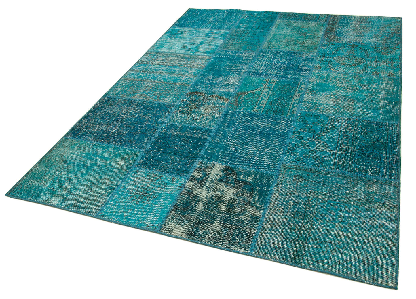 6x8 Turquoise Patchwork Rug - 32067