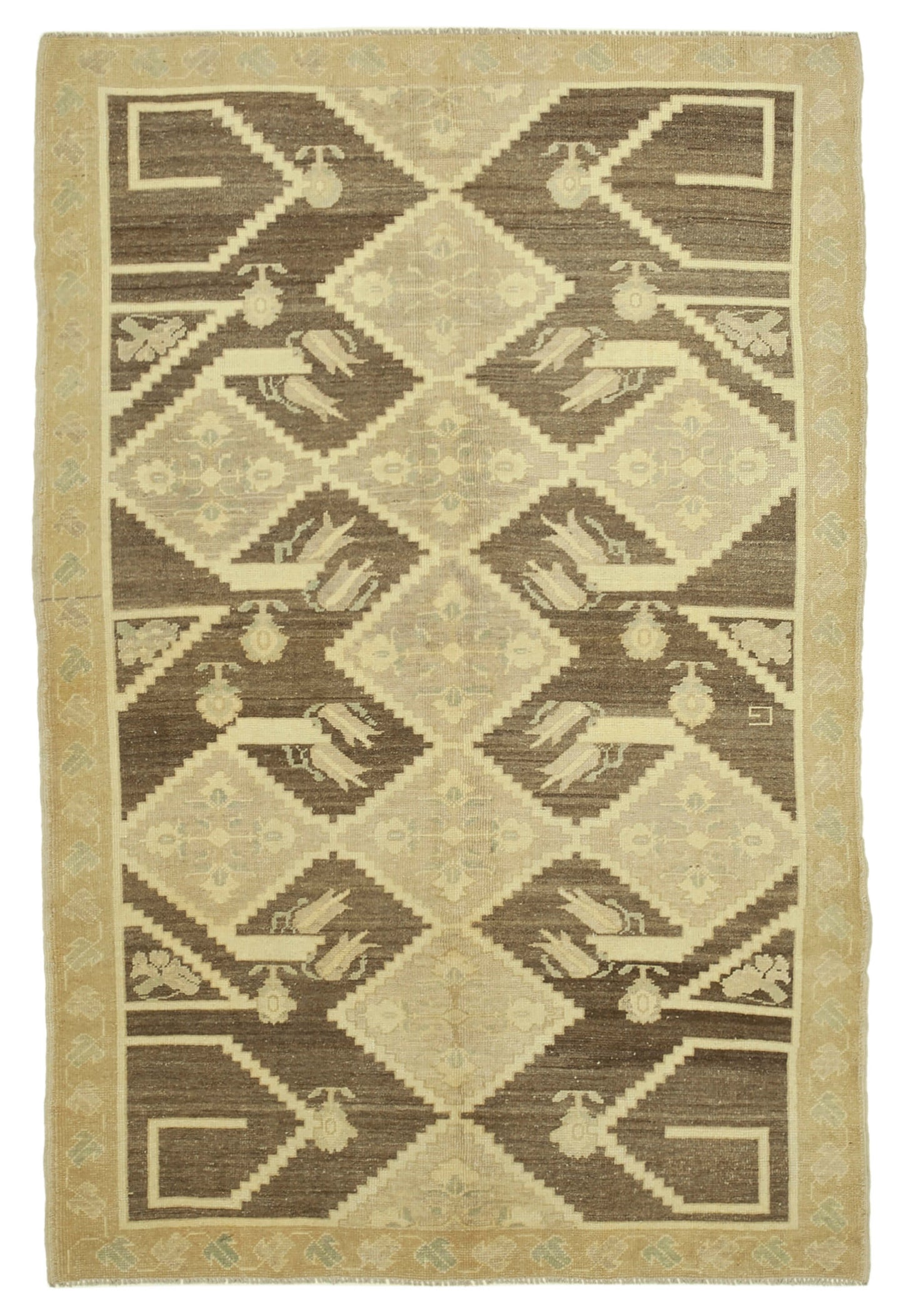 5x7 Beige Vintage Anatolian Rug - 32126