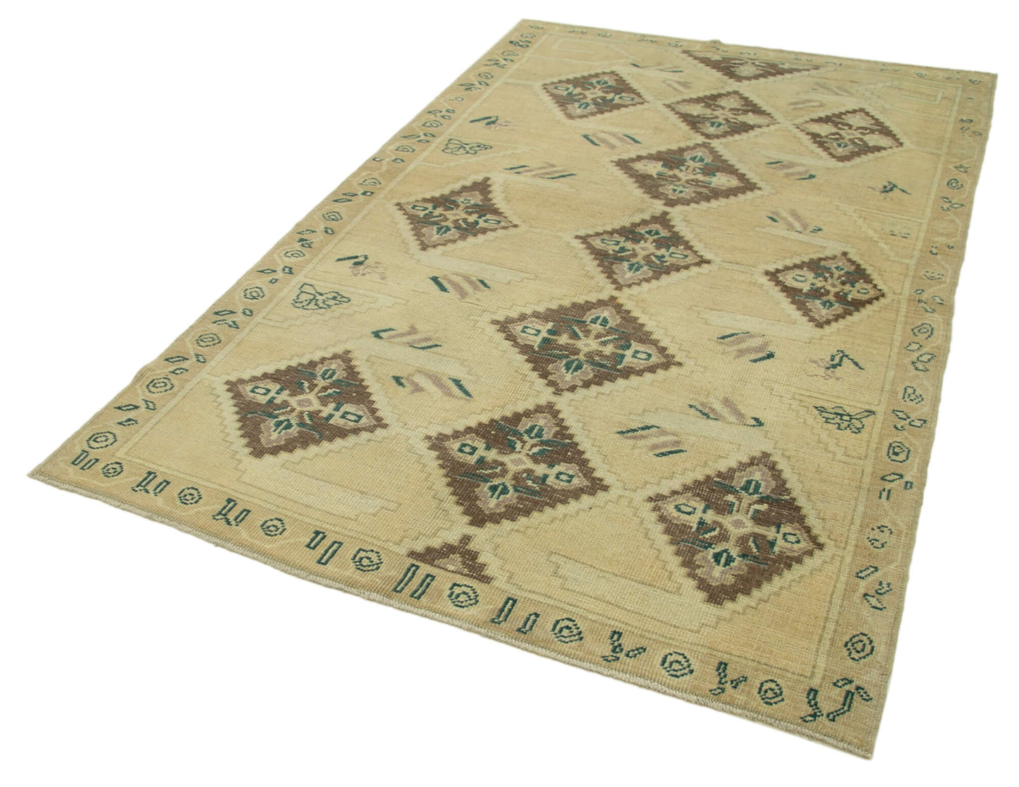 5x8 Beige Vintage Anatolian Rug - 32165