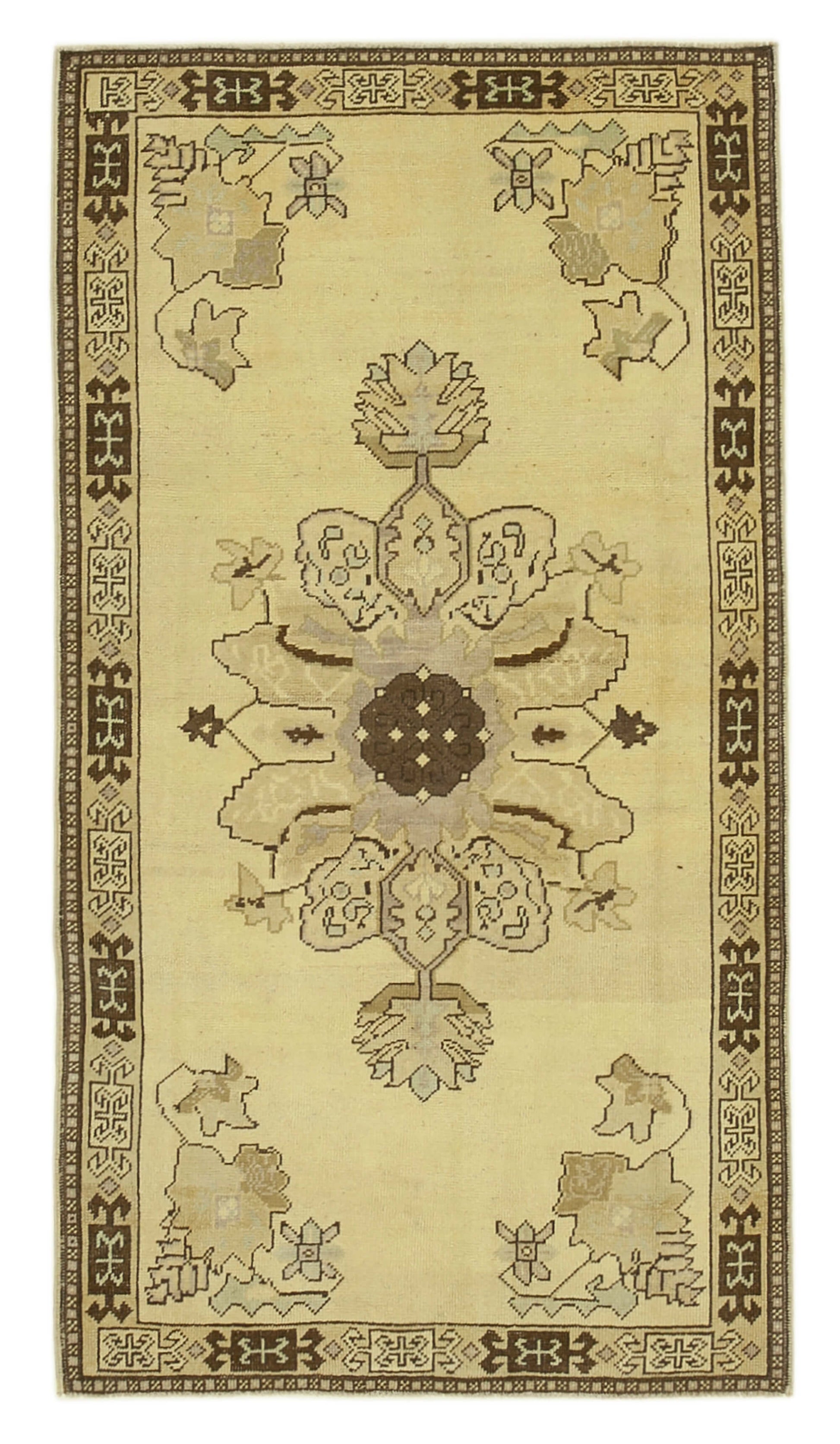 4x7 Beige Vintage Anatolian Rug - 32216