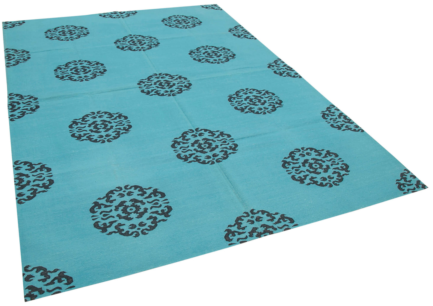 6x9 Turquoise Dhurrie Rug - 32391