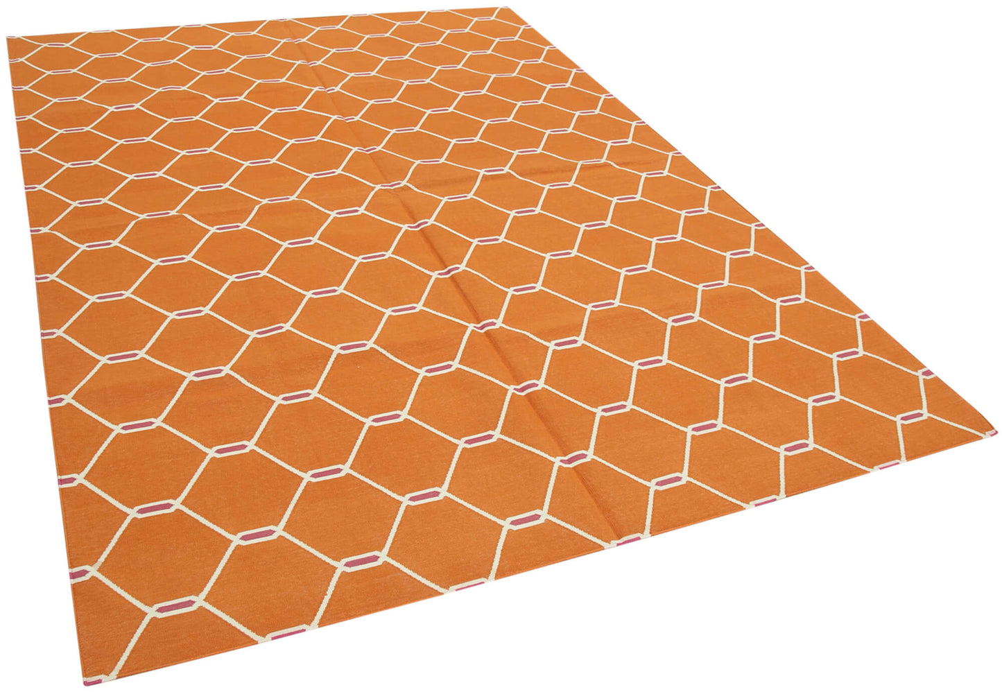 6x9 Orange Dhurrie Rug - 32397