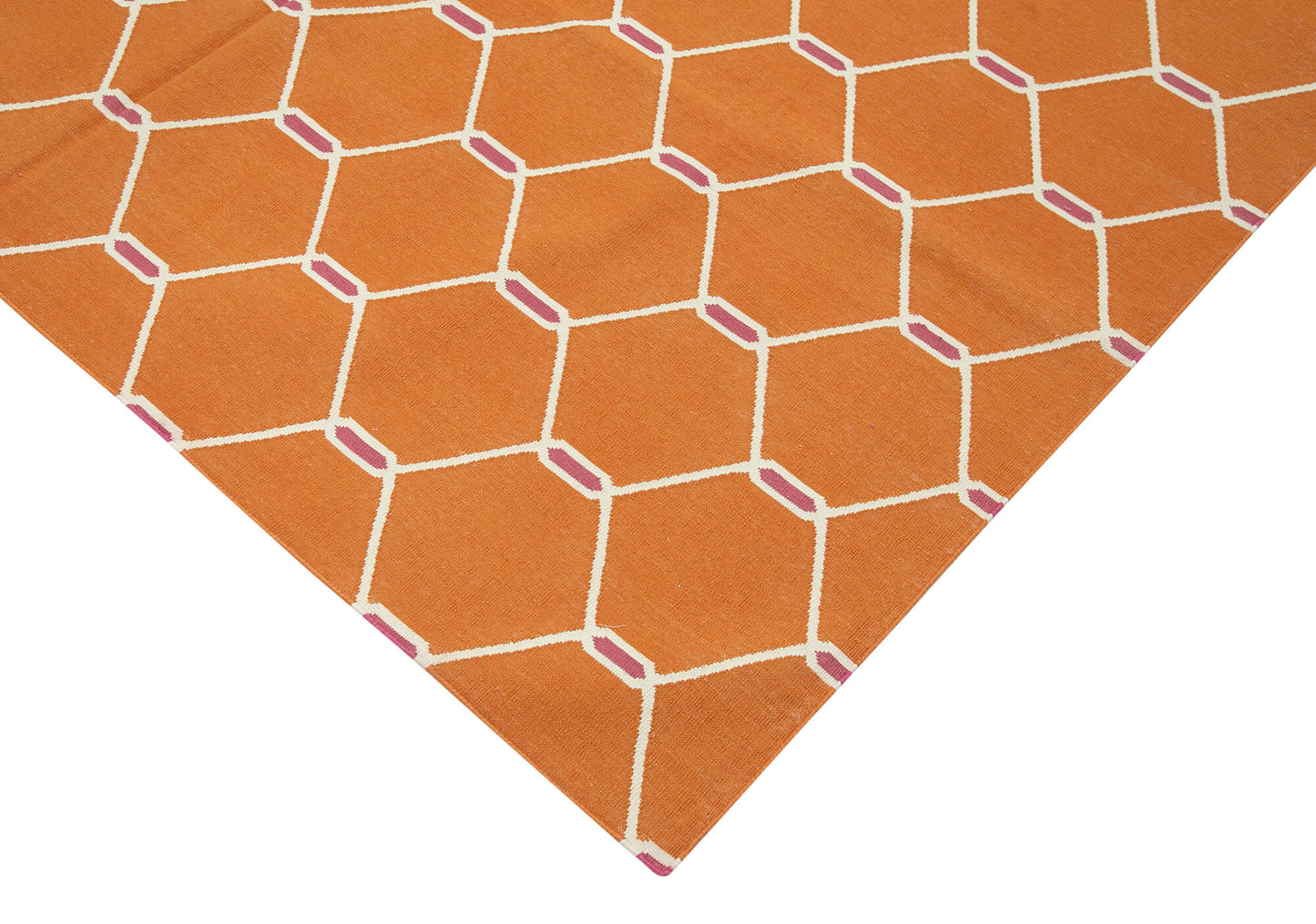 6x9 Orange Dhurrie Rug - 32397