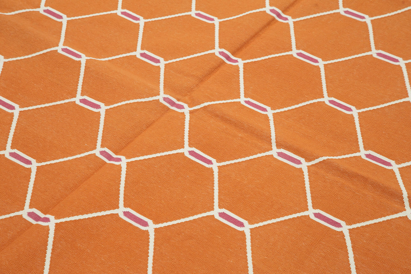 6x9 Orange Dhurrie Rug - 32397