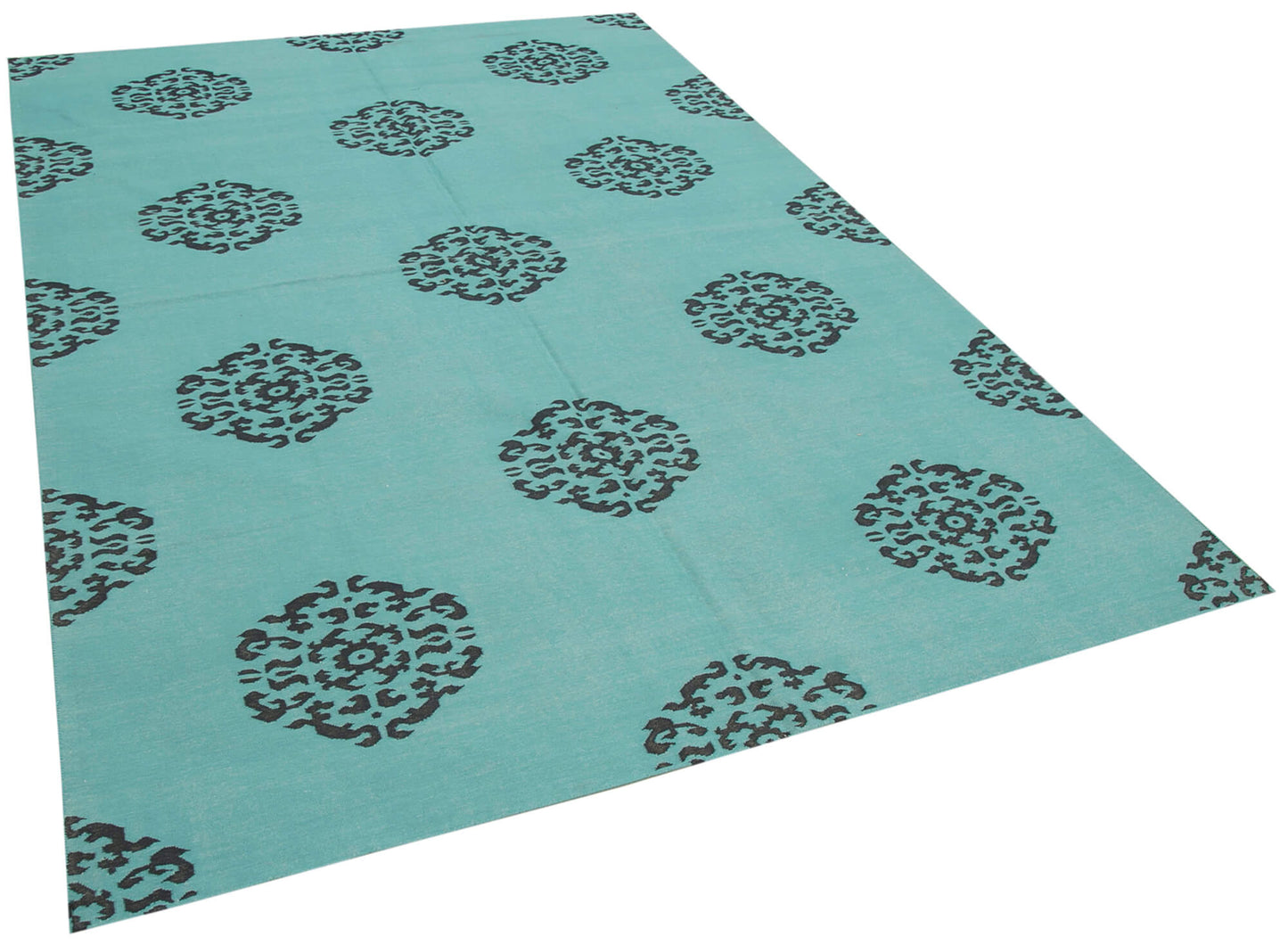 6x9 Turquoise Dhurrie Rug - 32414