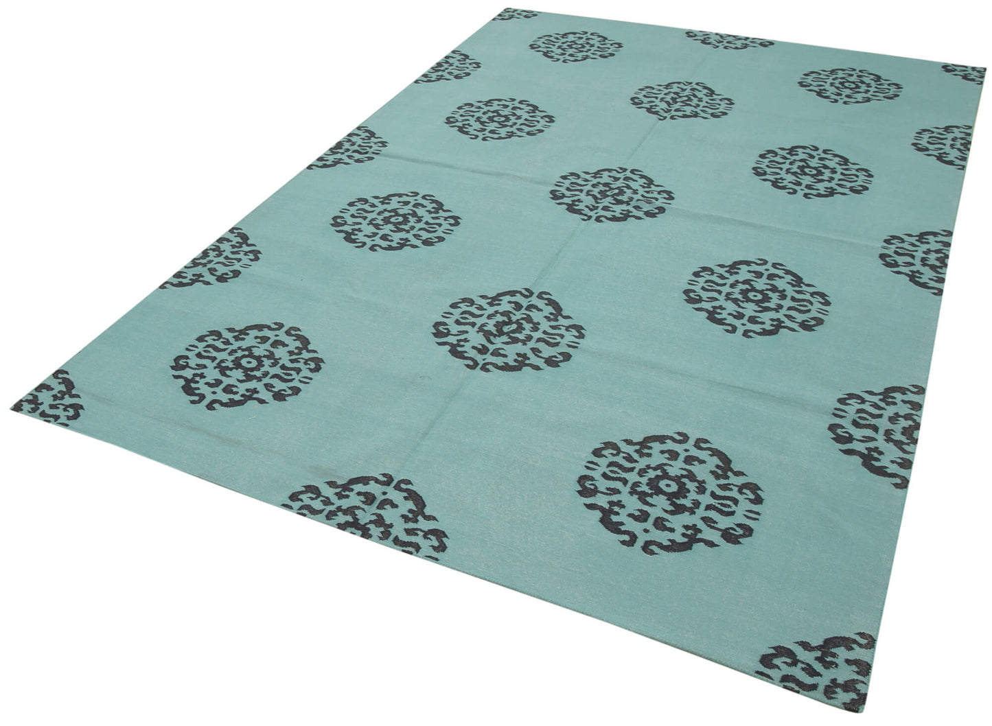 6x9 Turquoise Dhurrie Rug - 32414