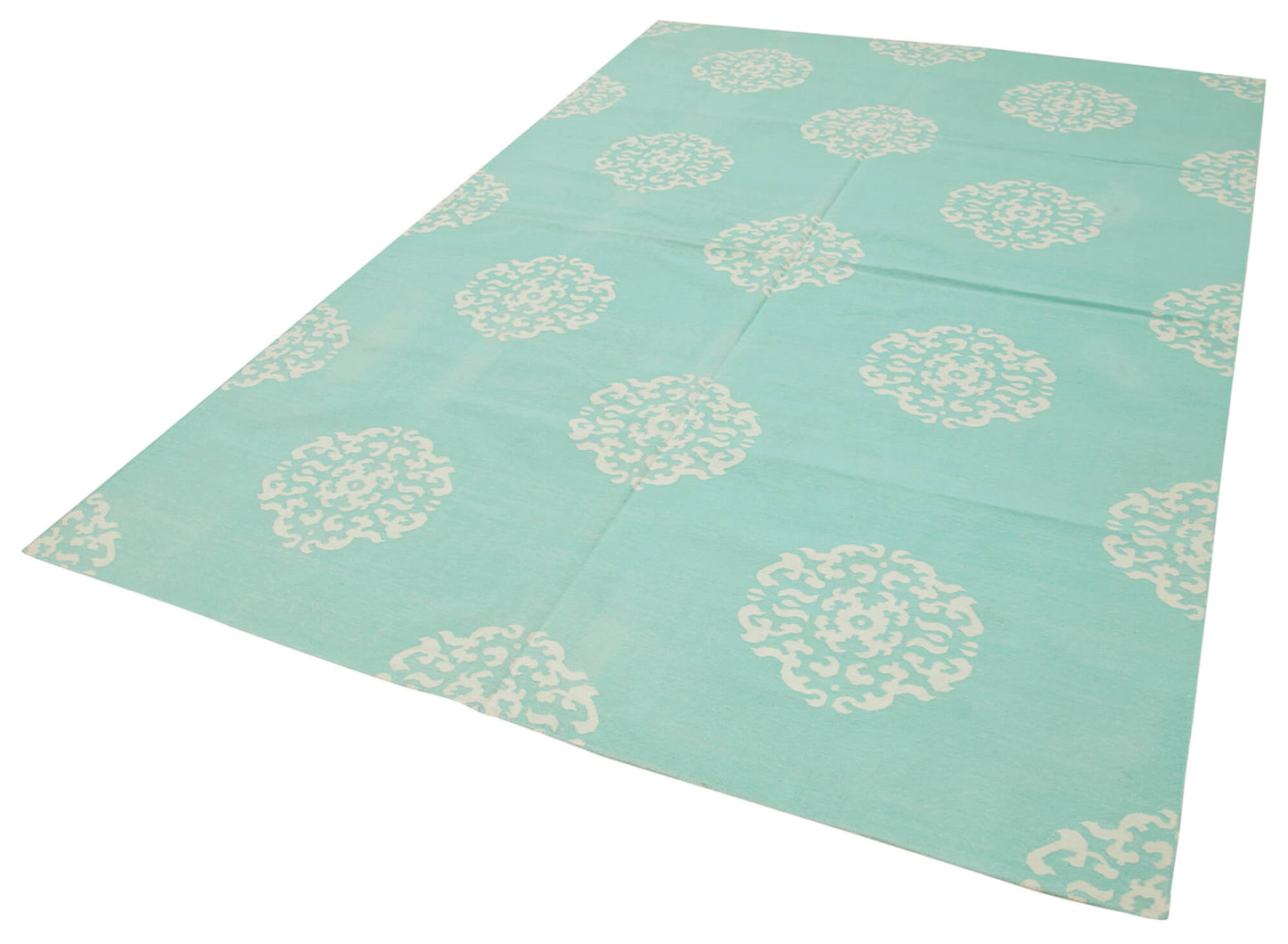 6x9 Turquoise Dhurrie Rug - 32428