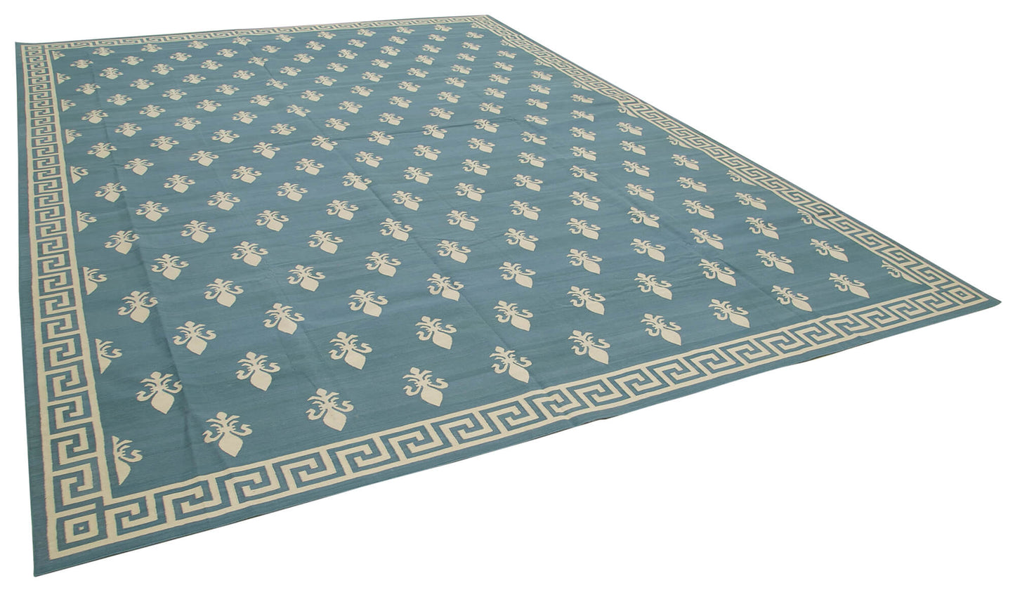 10x14 Blue Dhurrie Rug - 32456