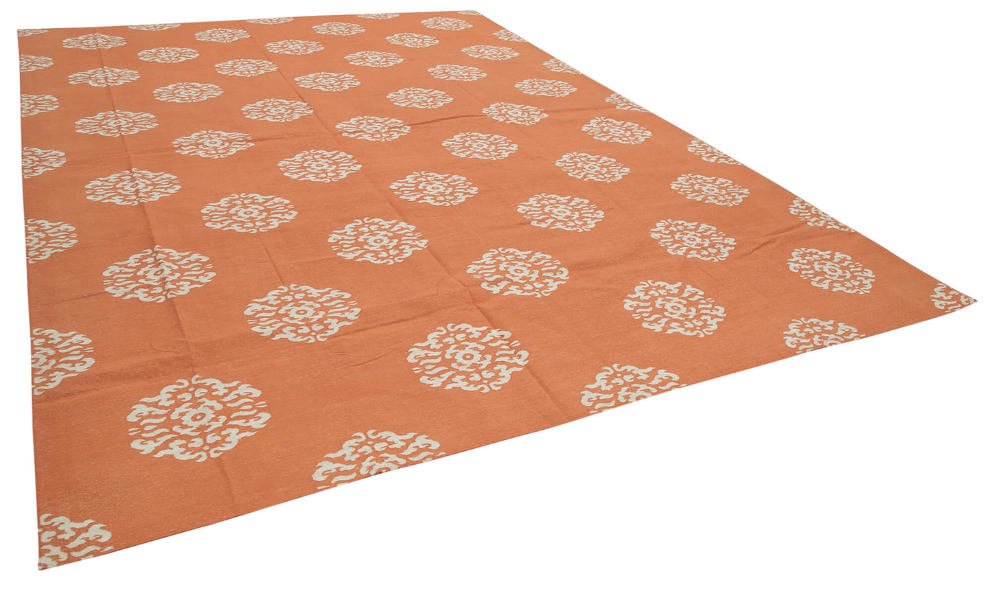 10x14 Orange Dhurrie Rug - 32465