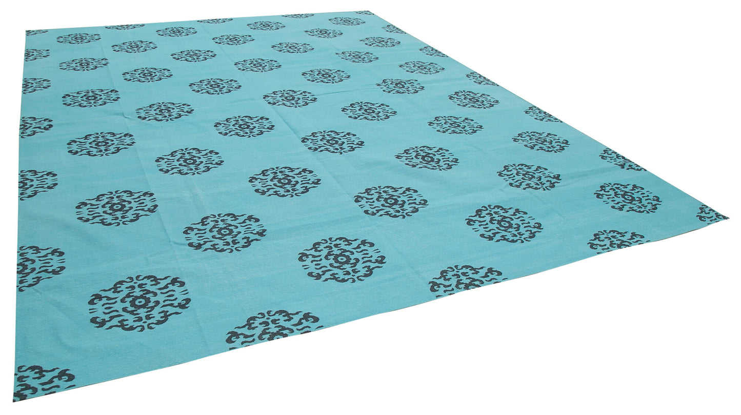 10x14 Turquoise Dhurrie Rug - 32468