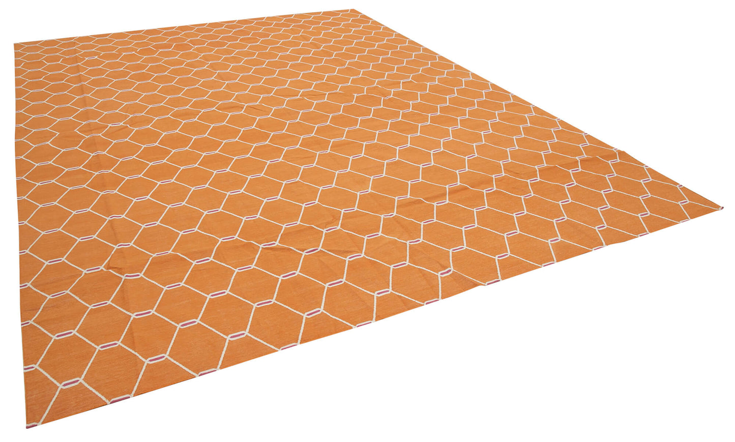 10x14 Orange Dhurrie Rug - 32470