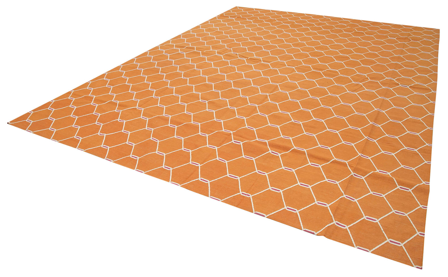 10x14 Orange Dhurrie Rug - 32470