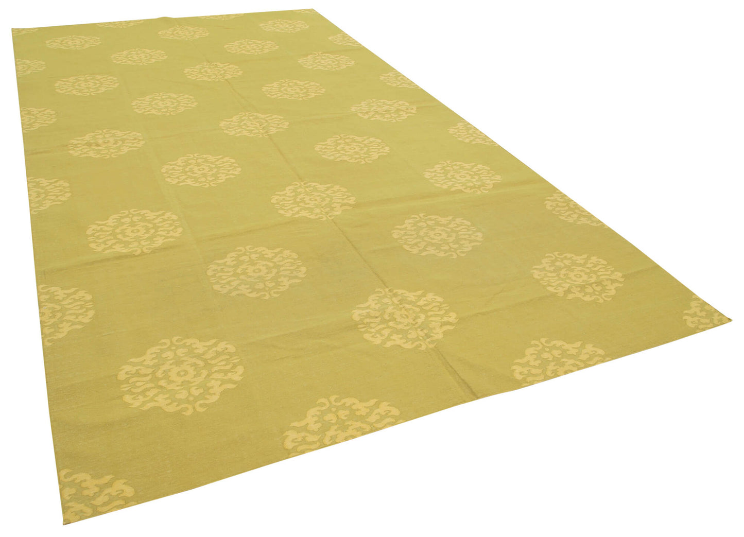 7x13 Yellow Dhurrie Rug - 32473