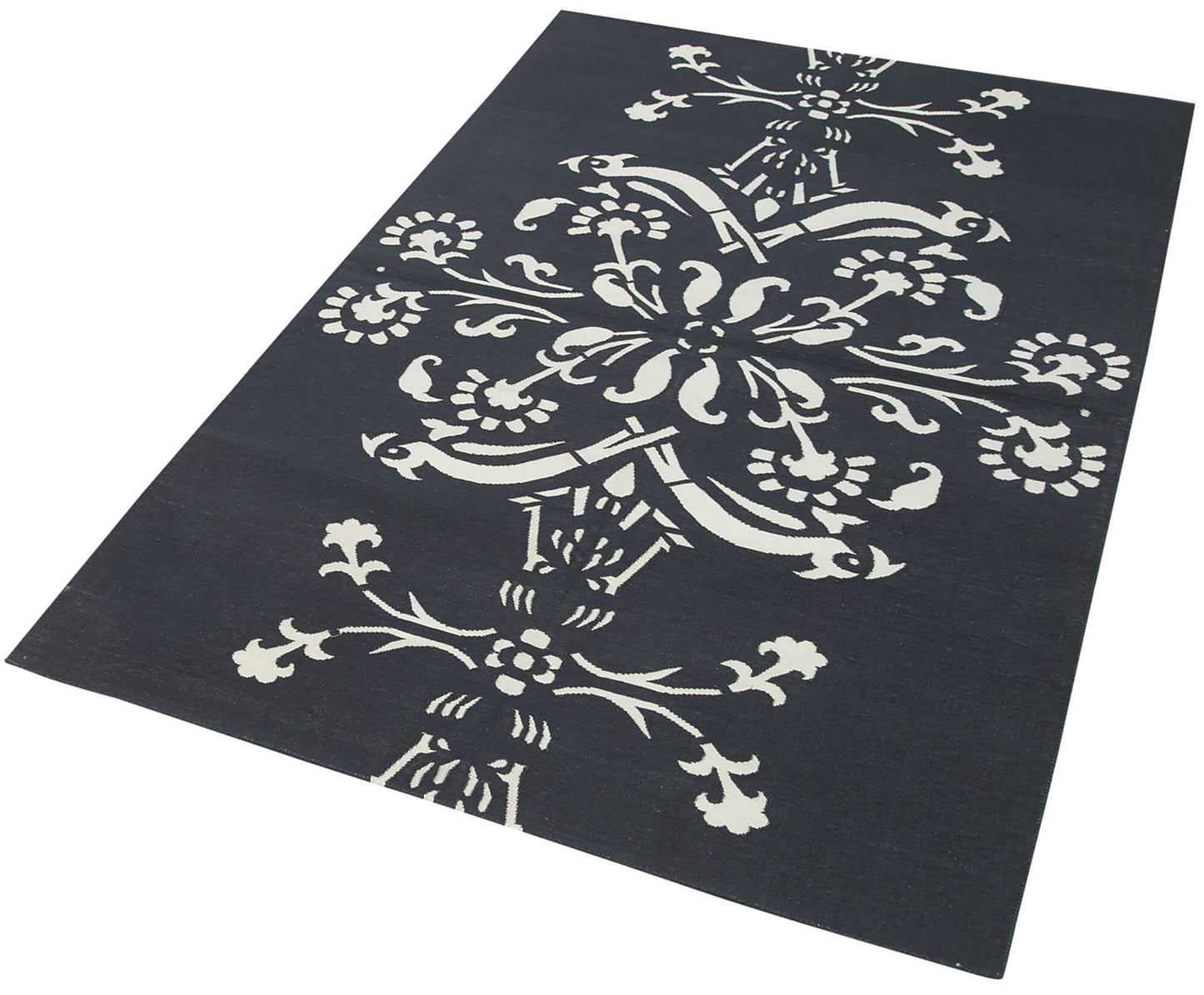 4x6 Black Dhurrie Rug - 32516