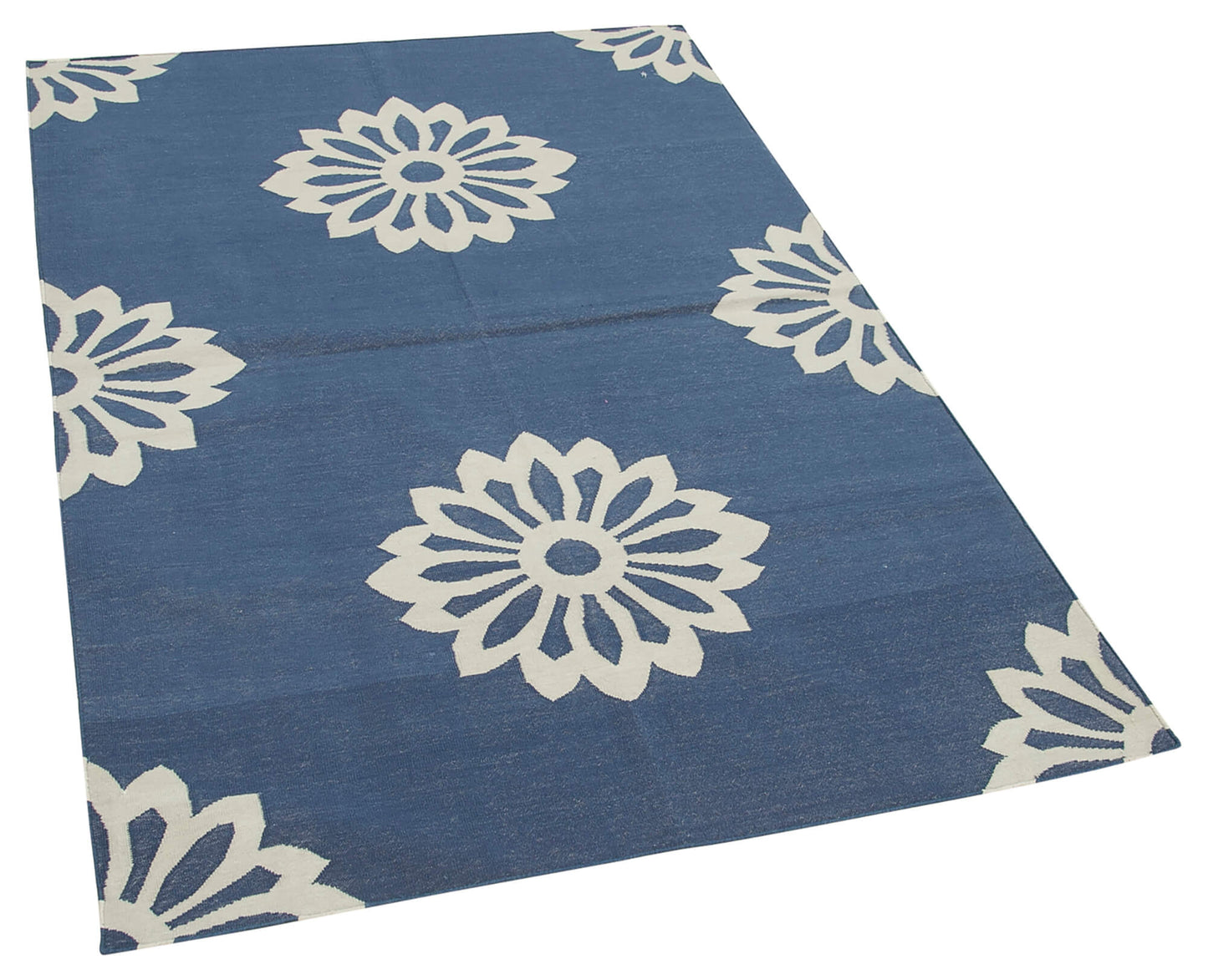 4x5 Blue Dhurrie Rug - 32519