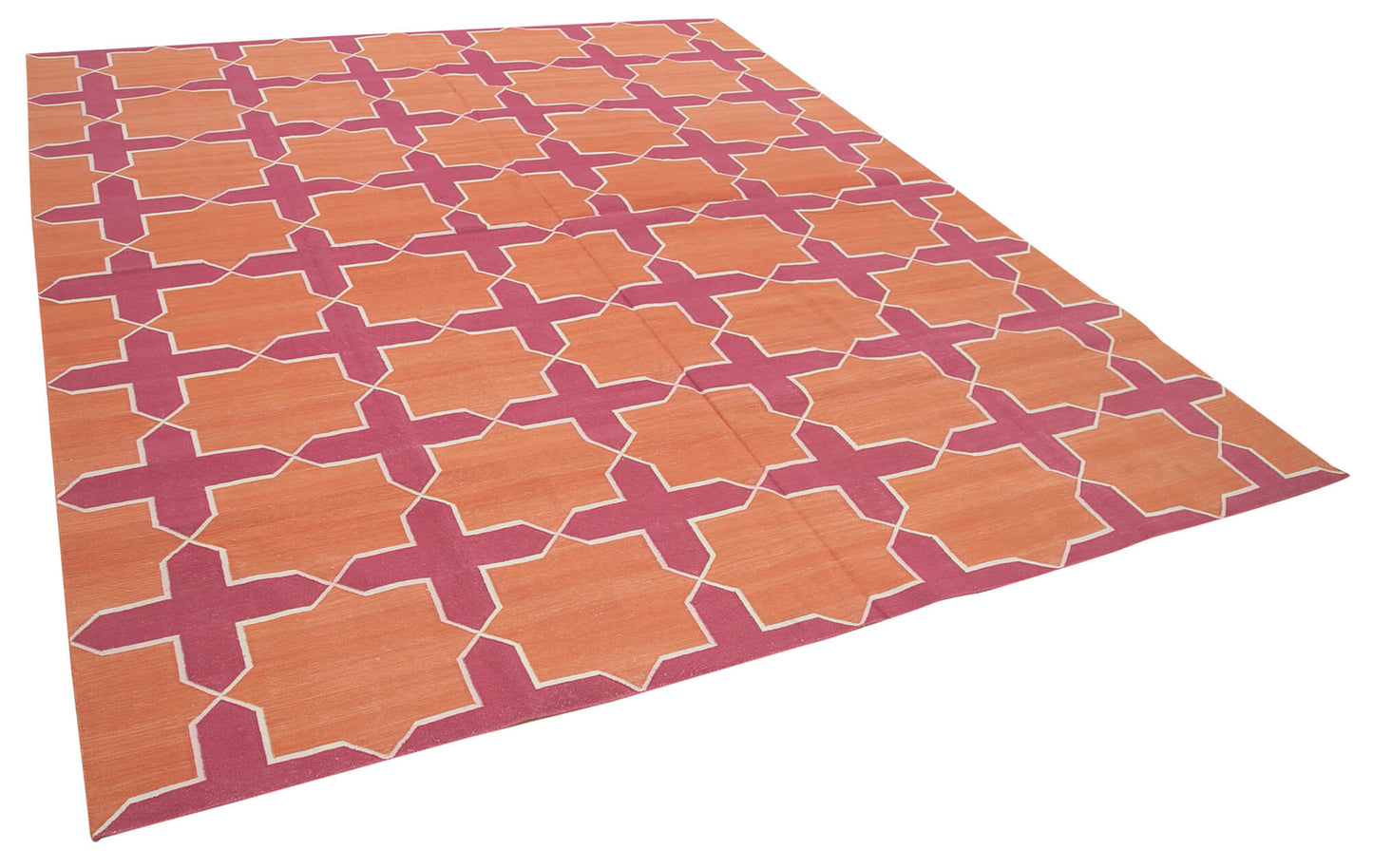 8x10 Orange Dhurrie Rug - 32615