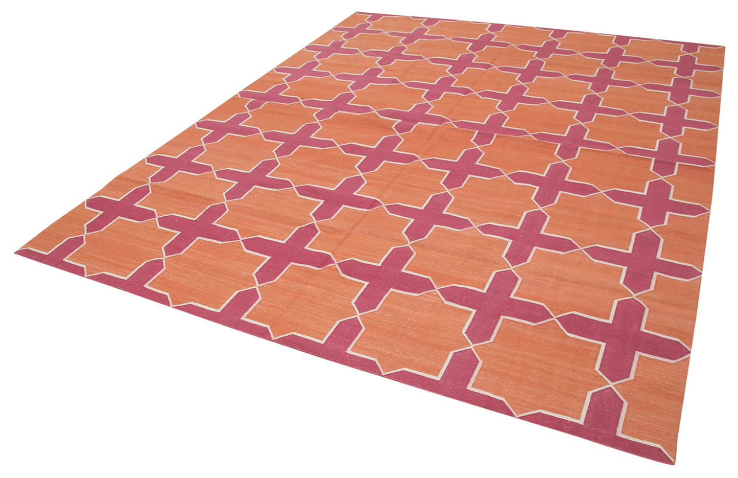 8x10 Orange Dhurrie Rug - 32615