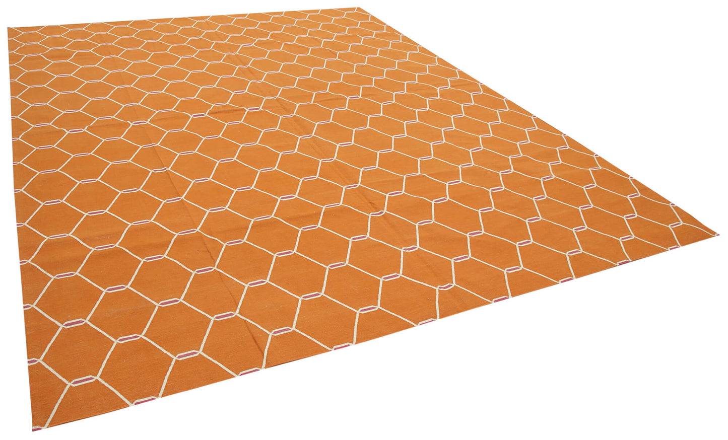 9x12 Orange Dhurrie Rug - 32675