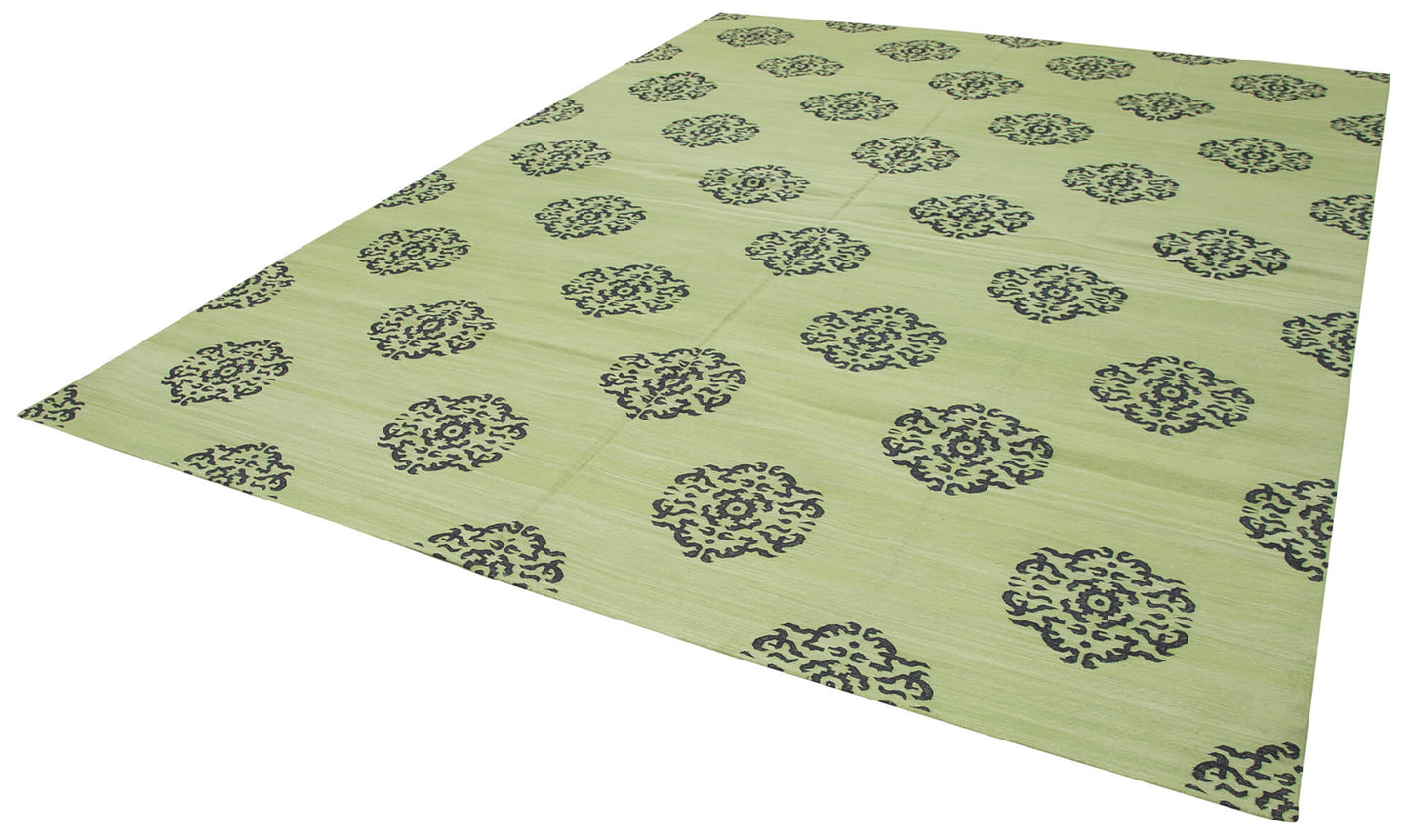 9x12 Green Dhurrie Rug - 32680