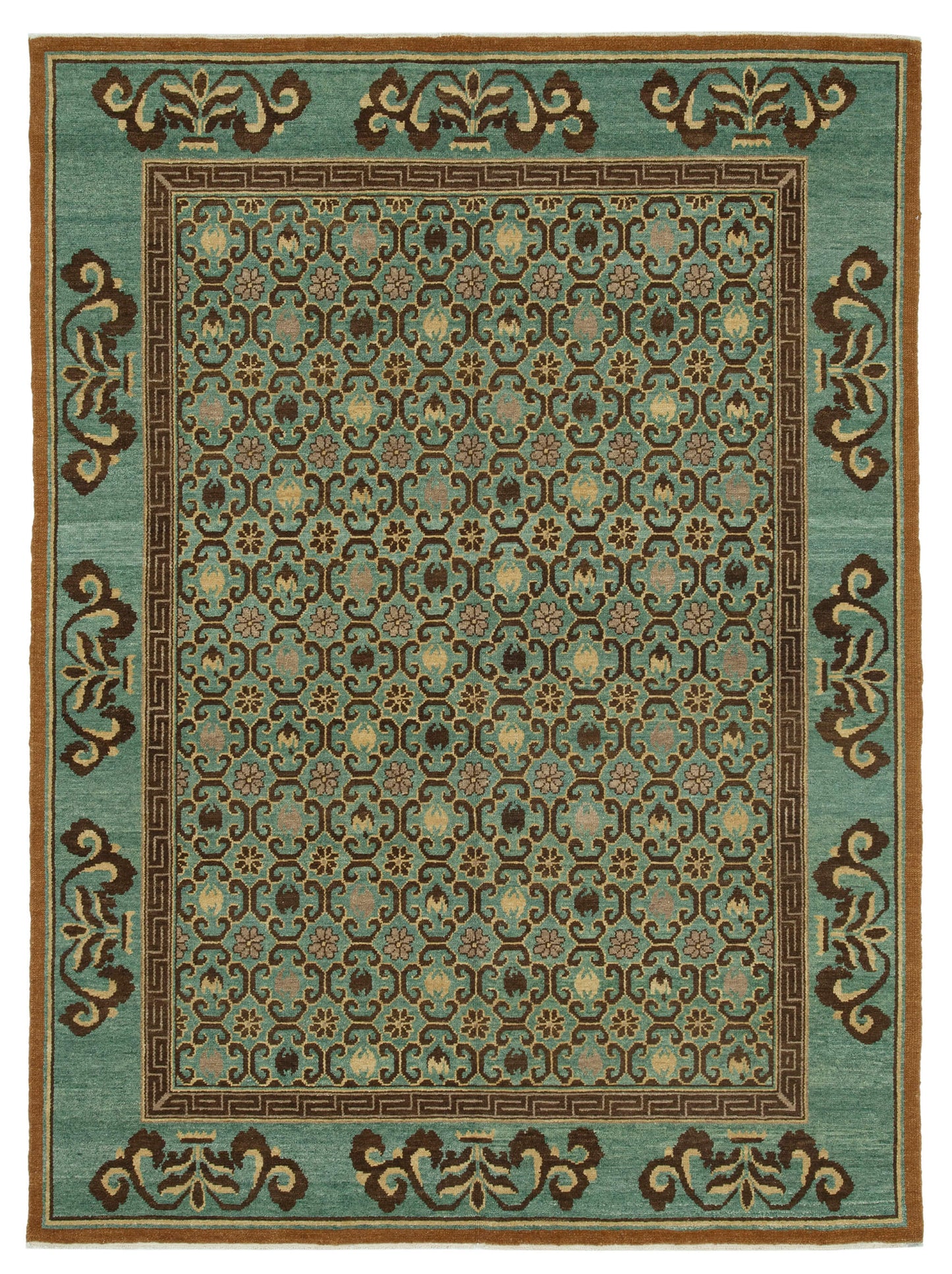 6x8 Turquoise Oushak Rug - 33624