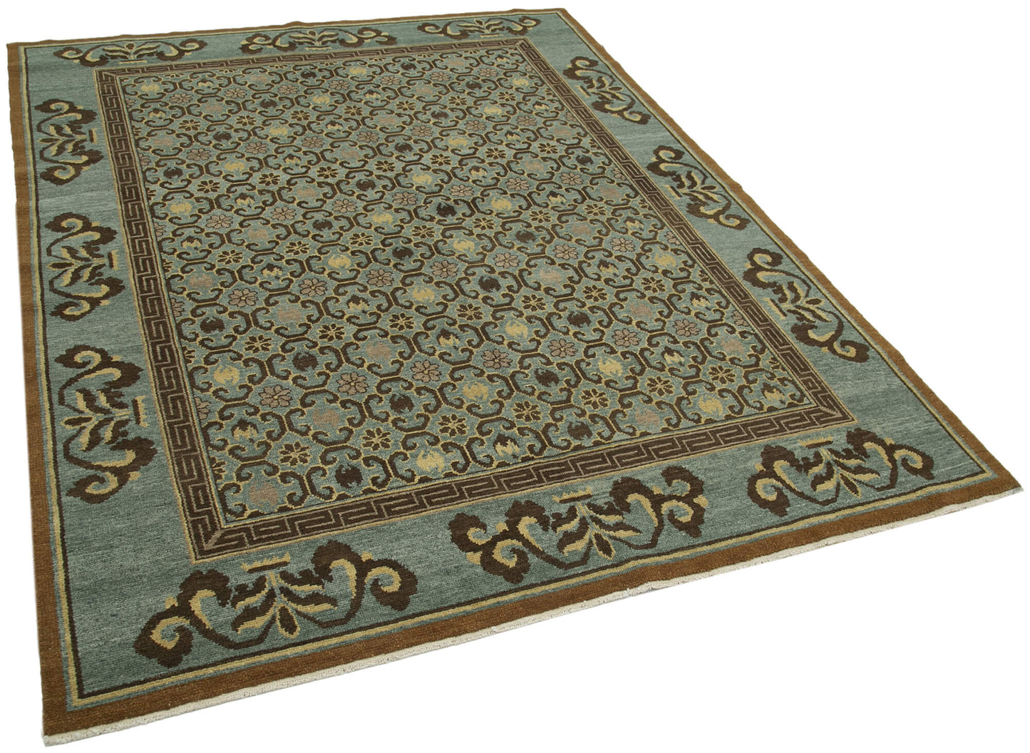 6x8 Turquoise Oushak Rug - 33624