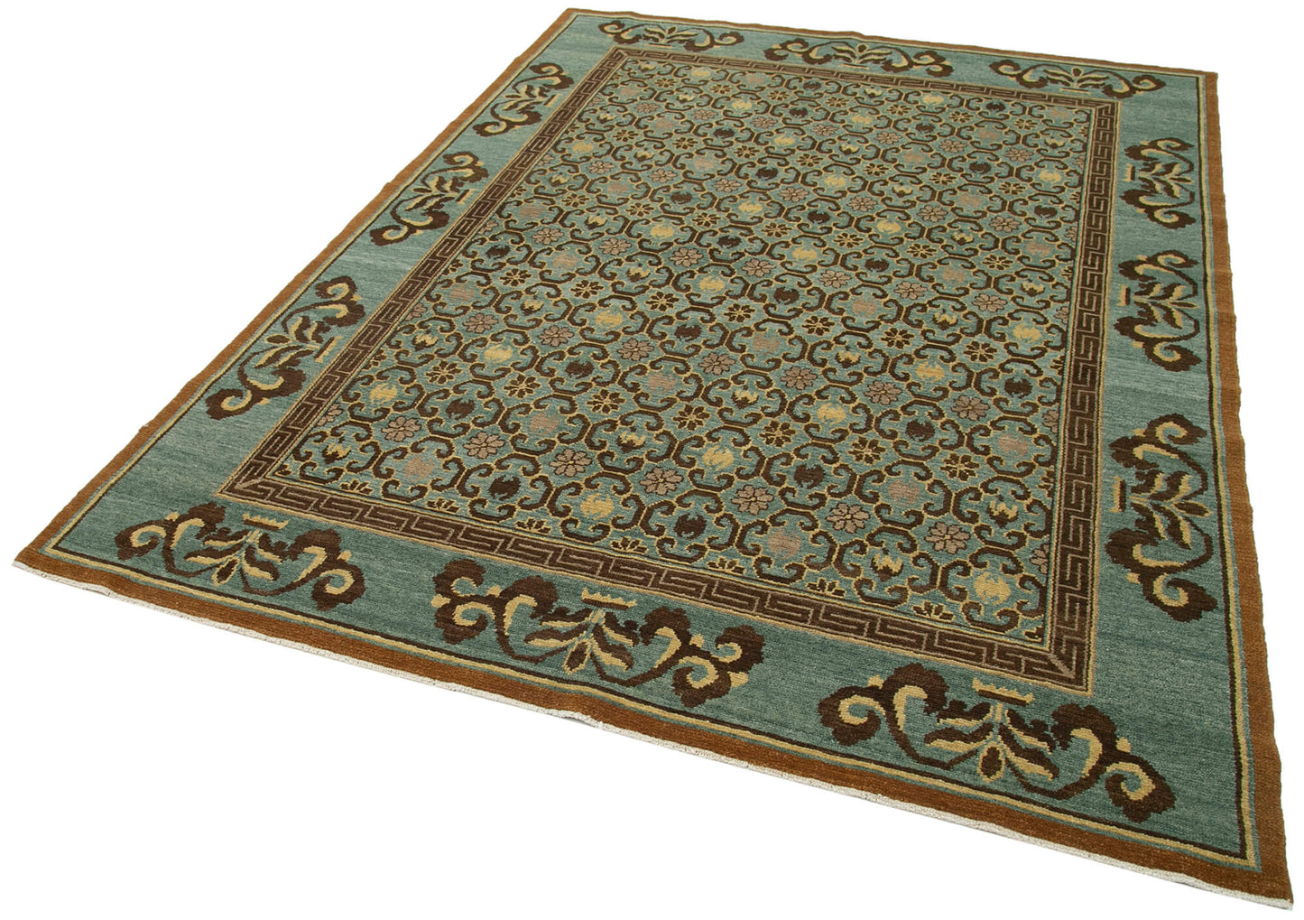 6x8 Turquoise Oushak Rug - 33624