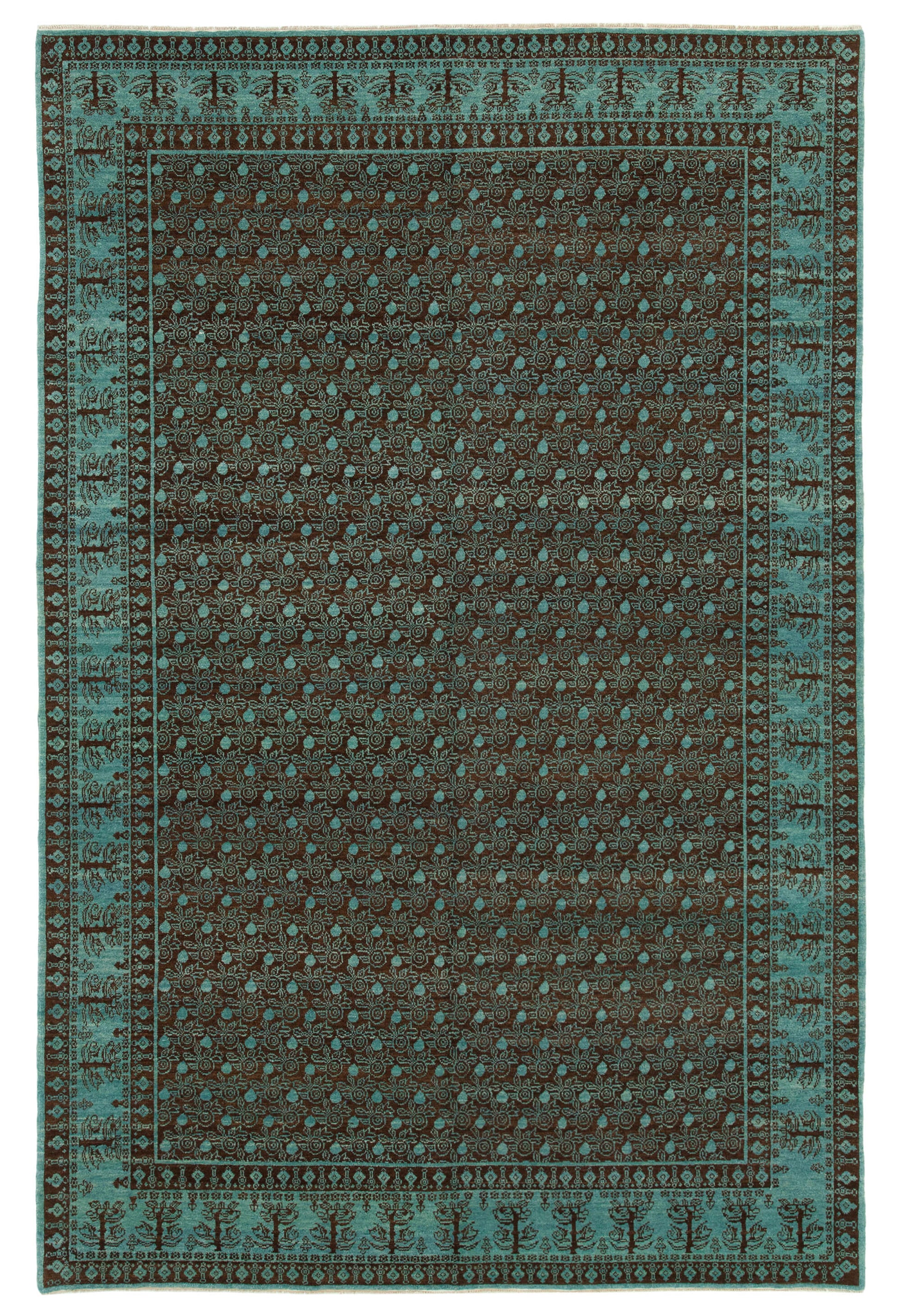 6x9 Turquoise Oushak Rug - 33683