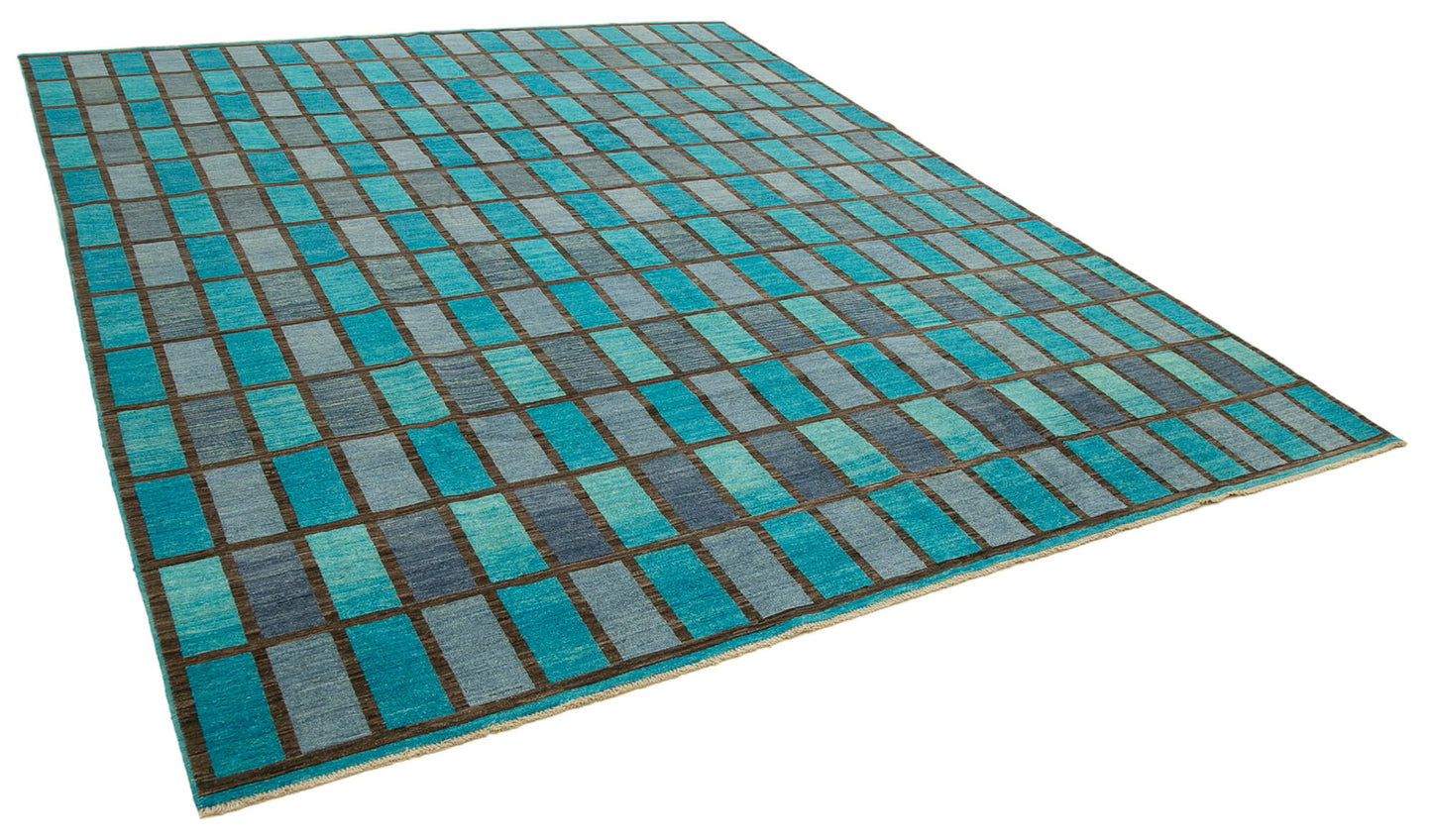 9x11 Turquoise Oushak Rug - 33698