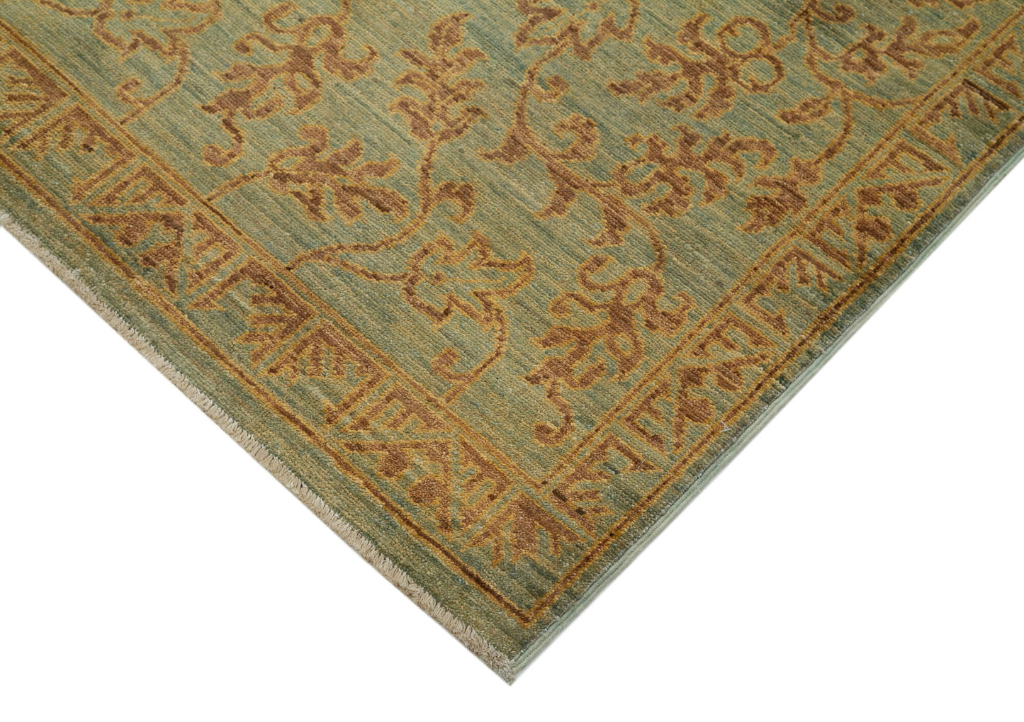 3x8 Green Oushak Runner Rug - 33847