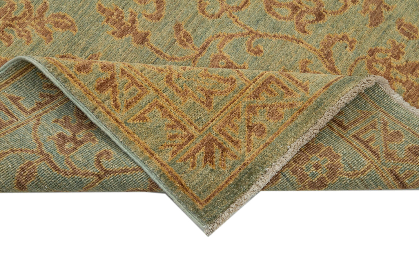 3x8 Green Oushak Runner Rug - 33847