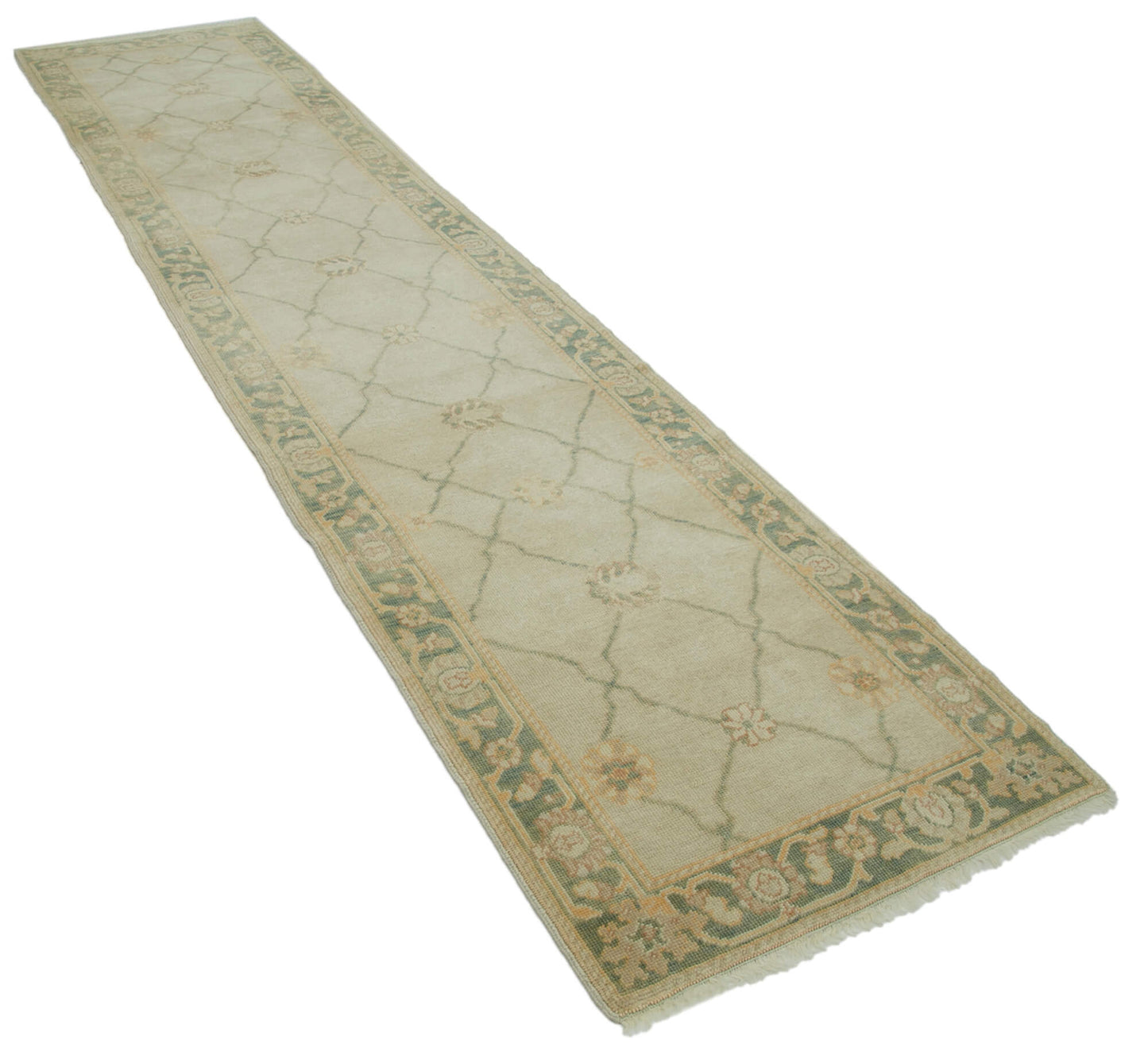 3x12 Beige Oushak Runner Rug - 33860