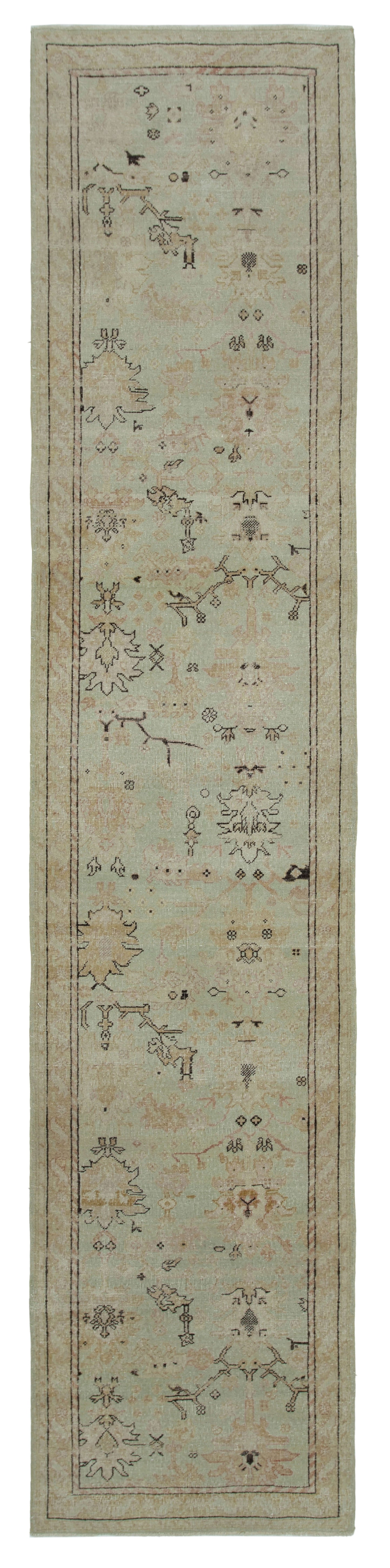 3x12 Beige Oushak Runner Rug - 33869