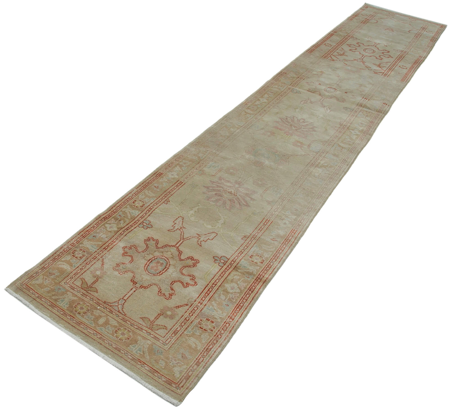 2x14 Beige Oushak Runner Rug - 33875