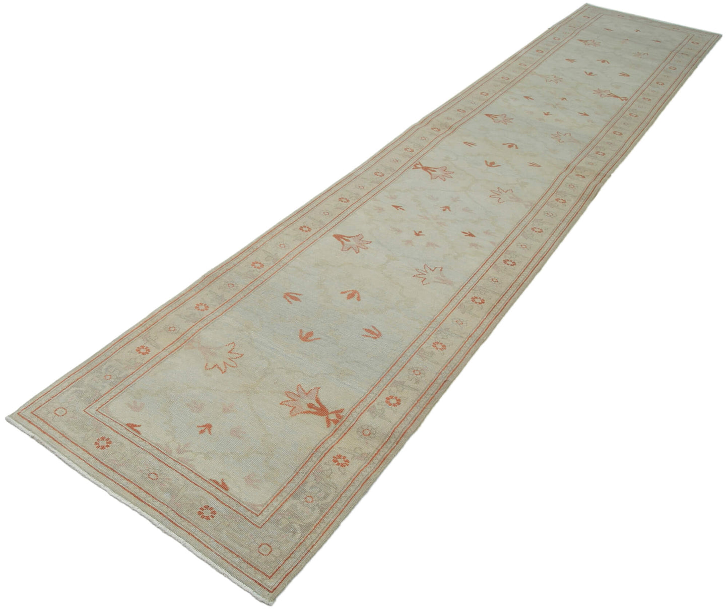 2x14 Beige Oushak Runner Rug - 33889