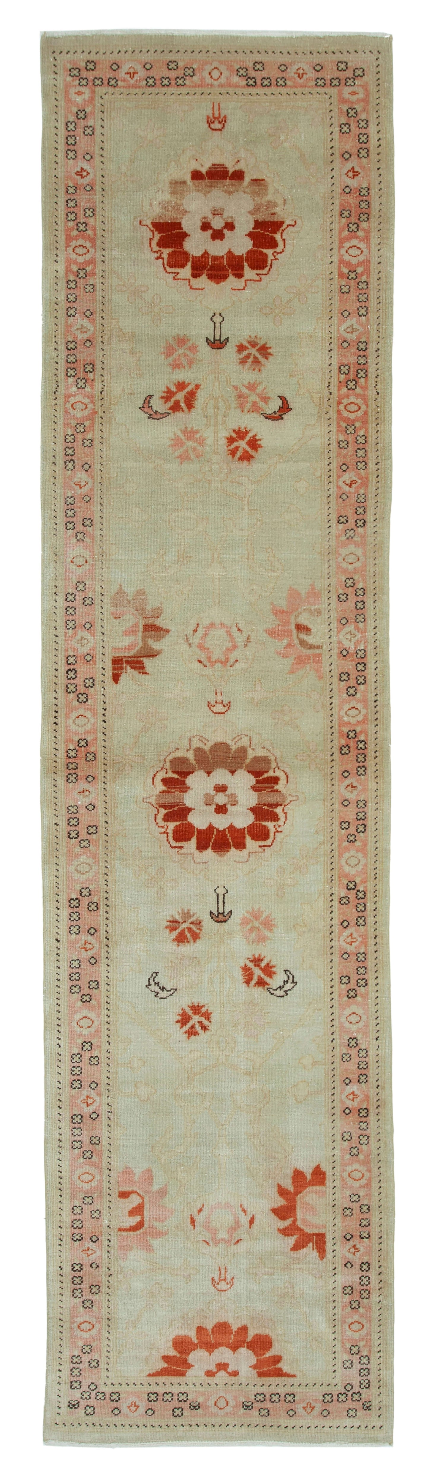 2x10 Beige Oushak Runner Rug - 33905