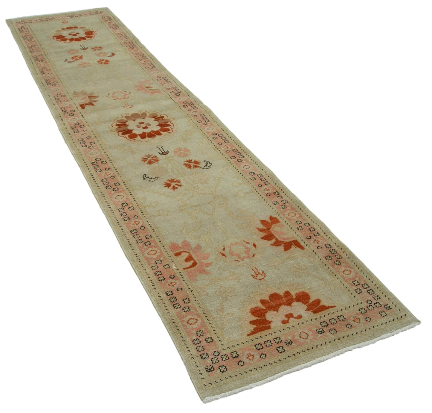 2x10 Beige Oushak Runner Rug - 33905